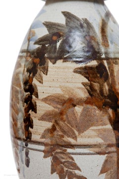 Pareja Lámpara Mesa Cerámica Naturalista Hoja Marrón Beige Azul