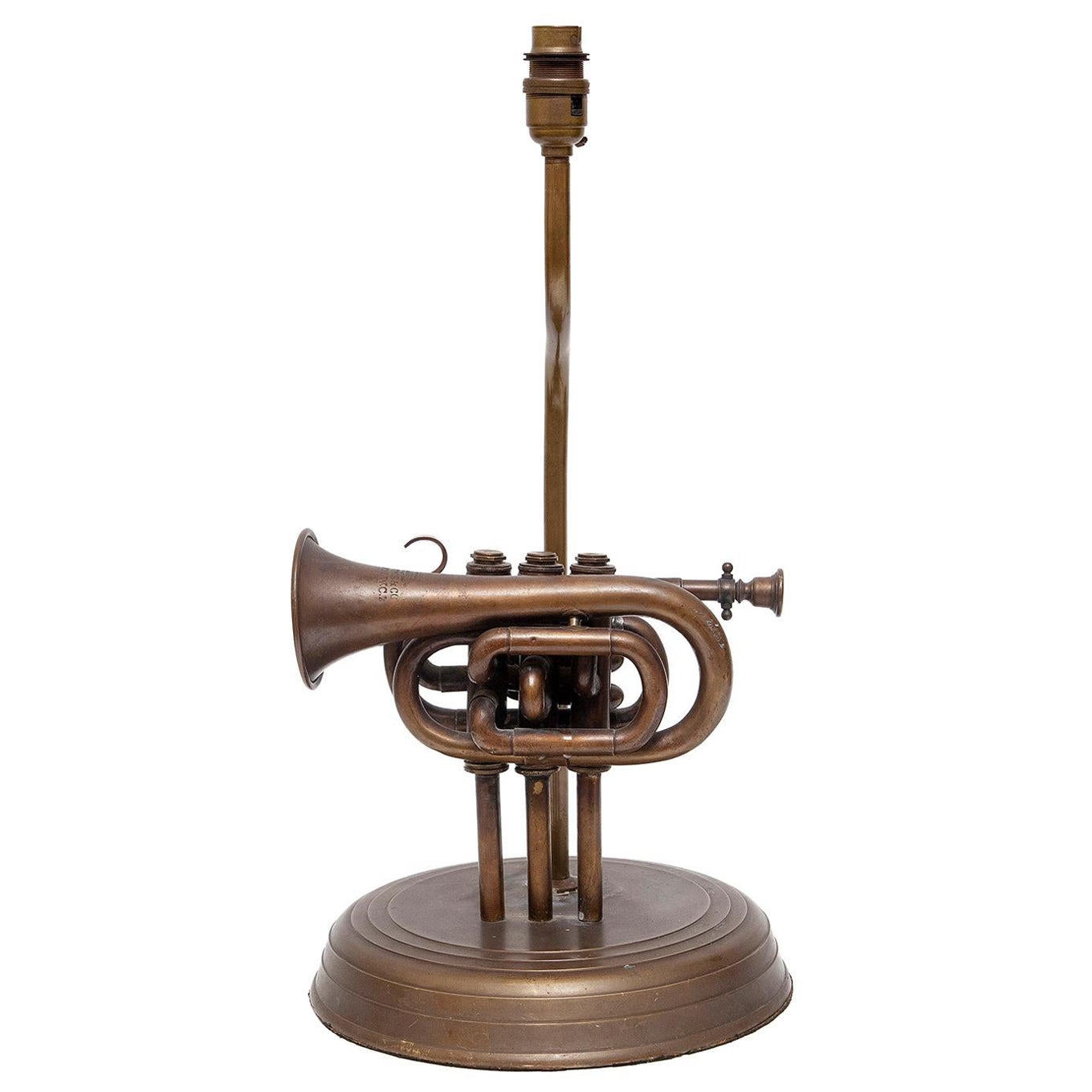 Lampe de table trompette de poche laiton 19