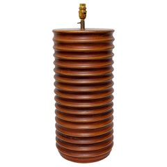 Lampe de table poterie espagnole vintage anneau tourné ocre
