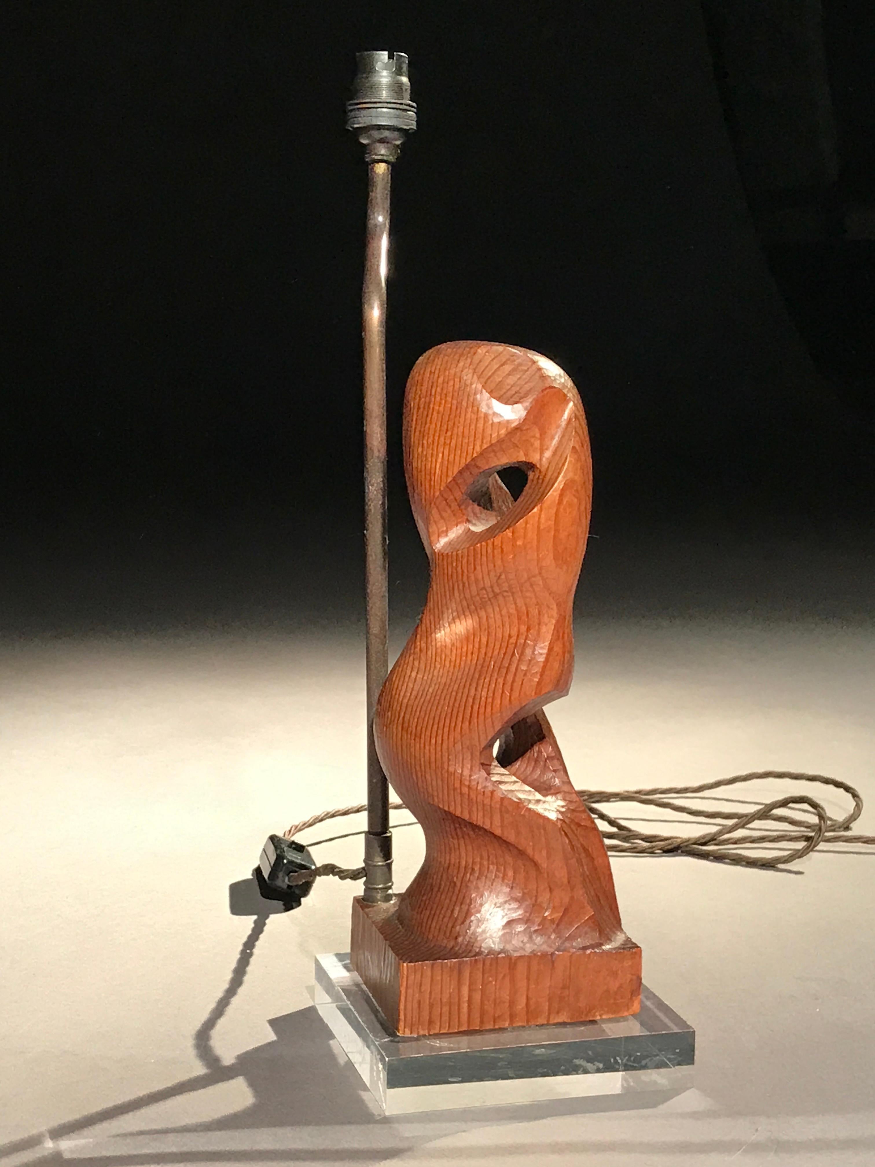 Lampe Tisch Skulptur Kiefer Abstrakt Figurativ Organisch Henry Moore Hoch im Zustand „Gut“ im Angebot in BUNGAY, SUFFOLK