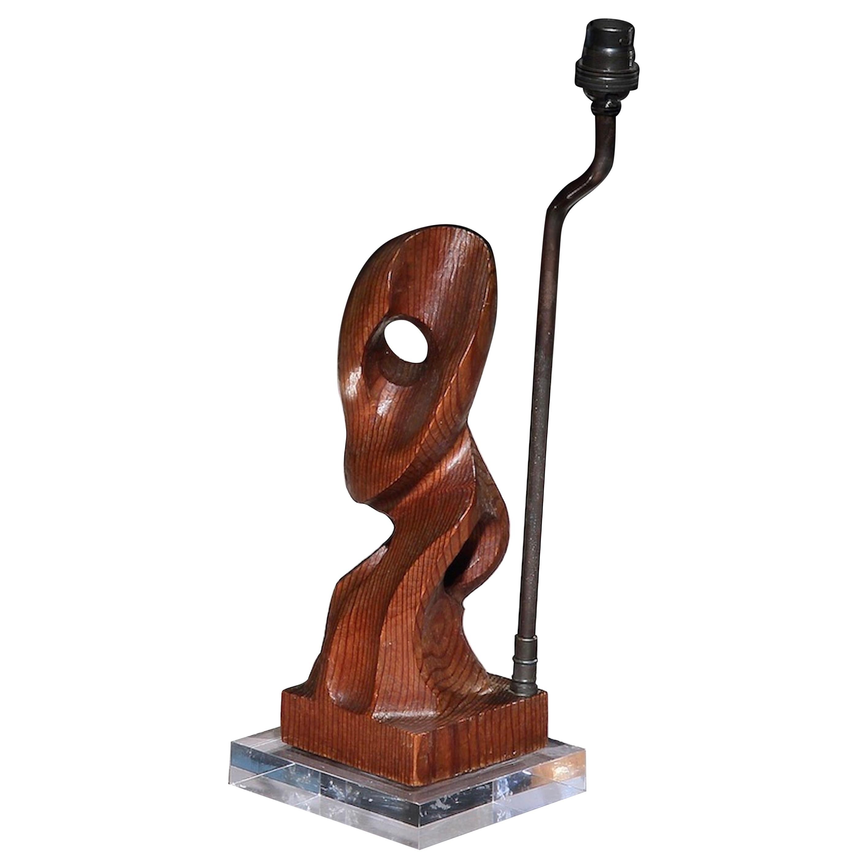 Lampe Tisch Skulptur Kiefer Abstrakt Figurativ Organisch Henry Moore Hoch im Angebot