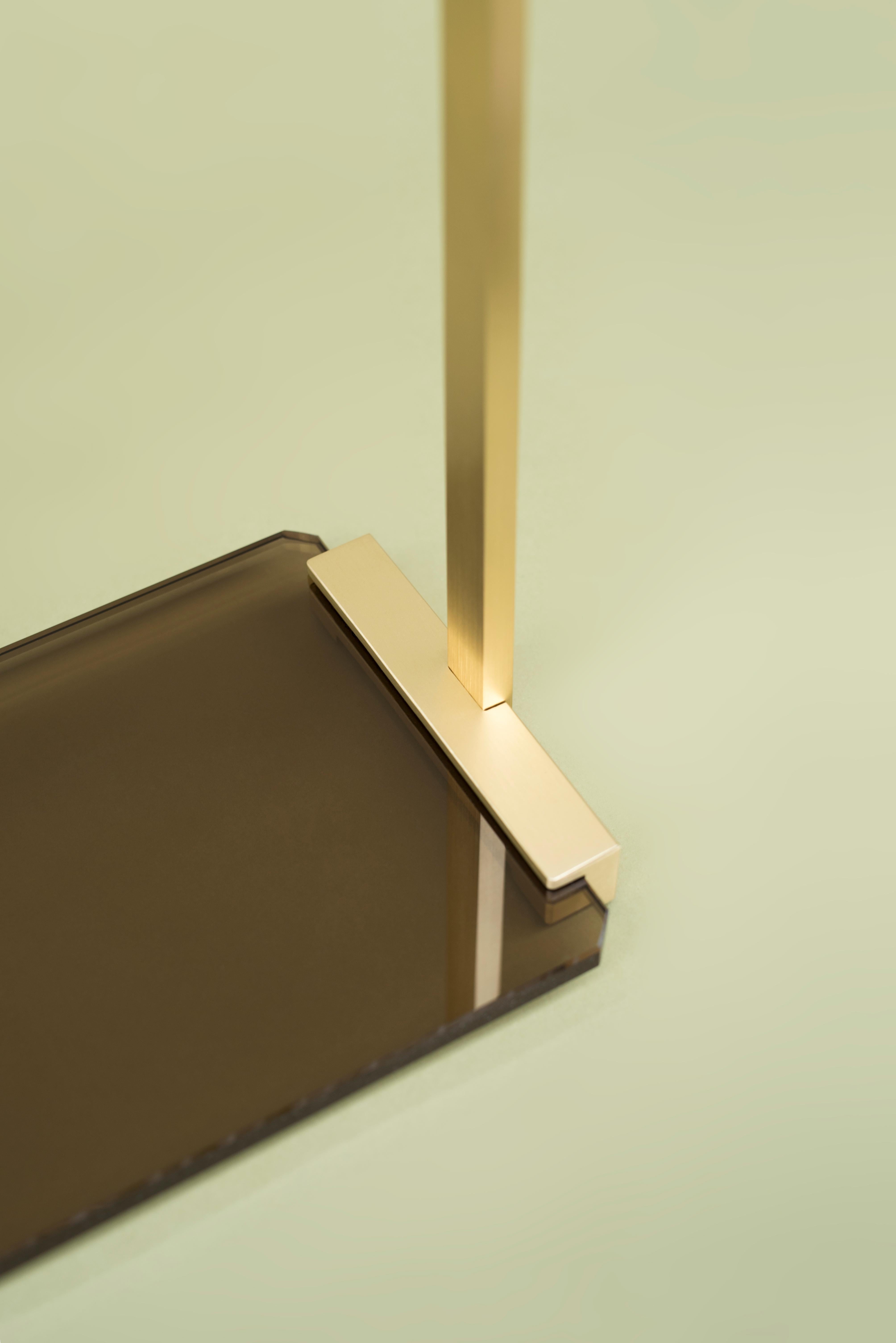 Modern 21st Century Minimalist Brass & Tinted Glass Tom MW10 Table Lamp