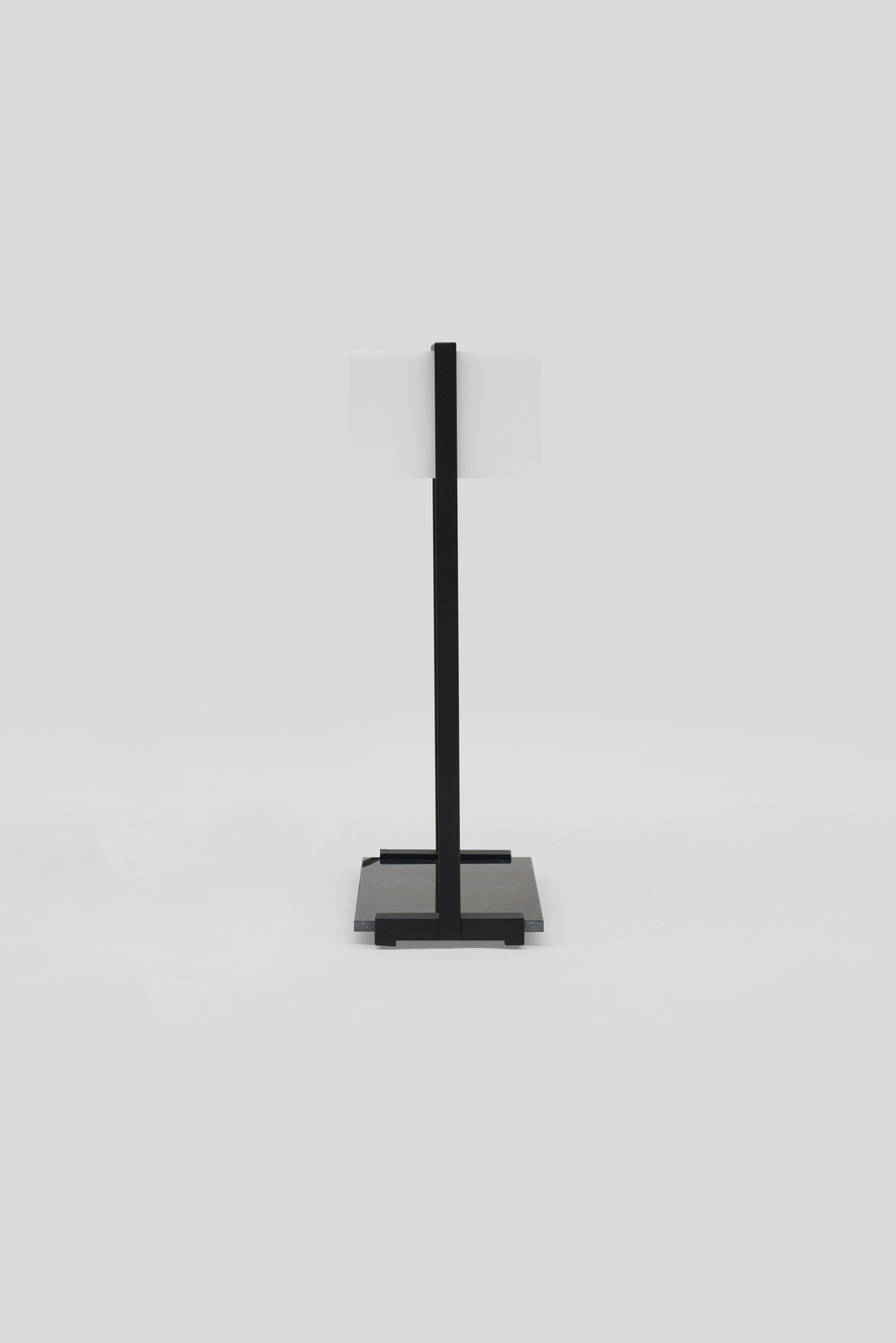 Dutch 21st Century Minimalist Charcoal Black Marble Table Lamp