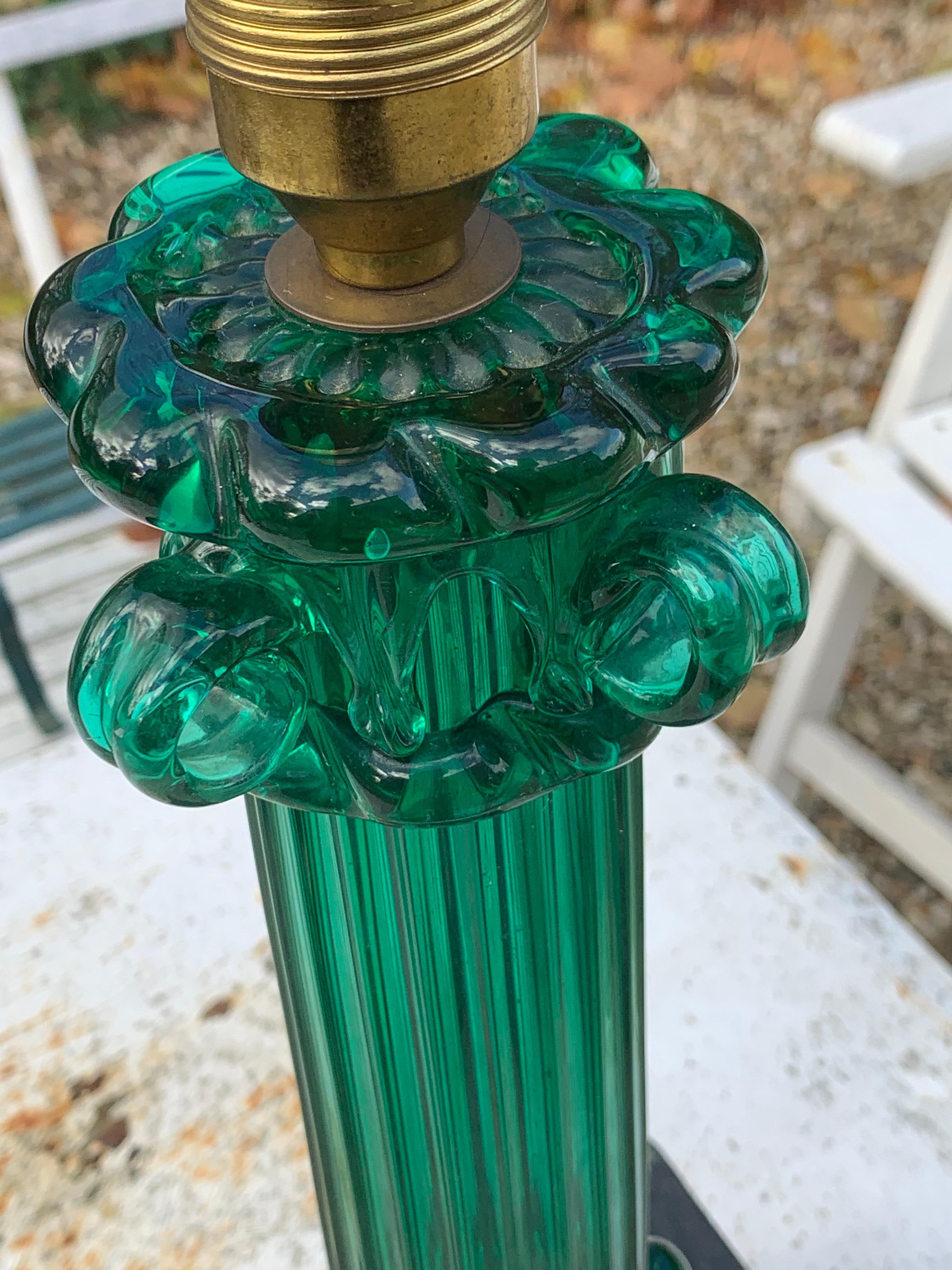 Modern Lamp Venini By Fulvio Bianconi, Emerald Green, Circa 1950 For Sale