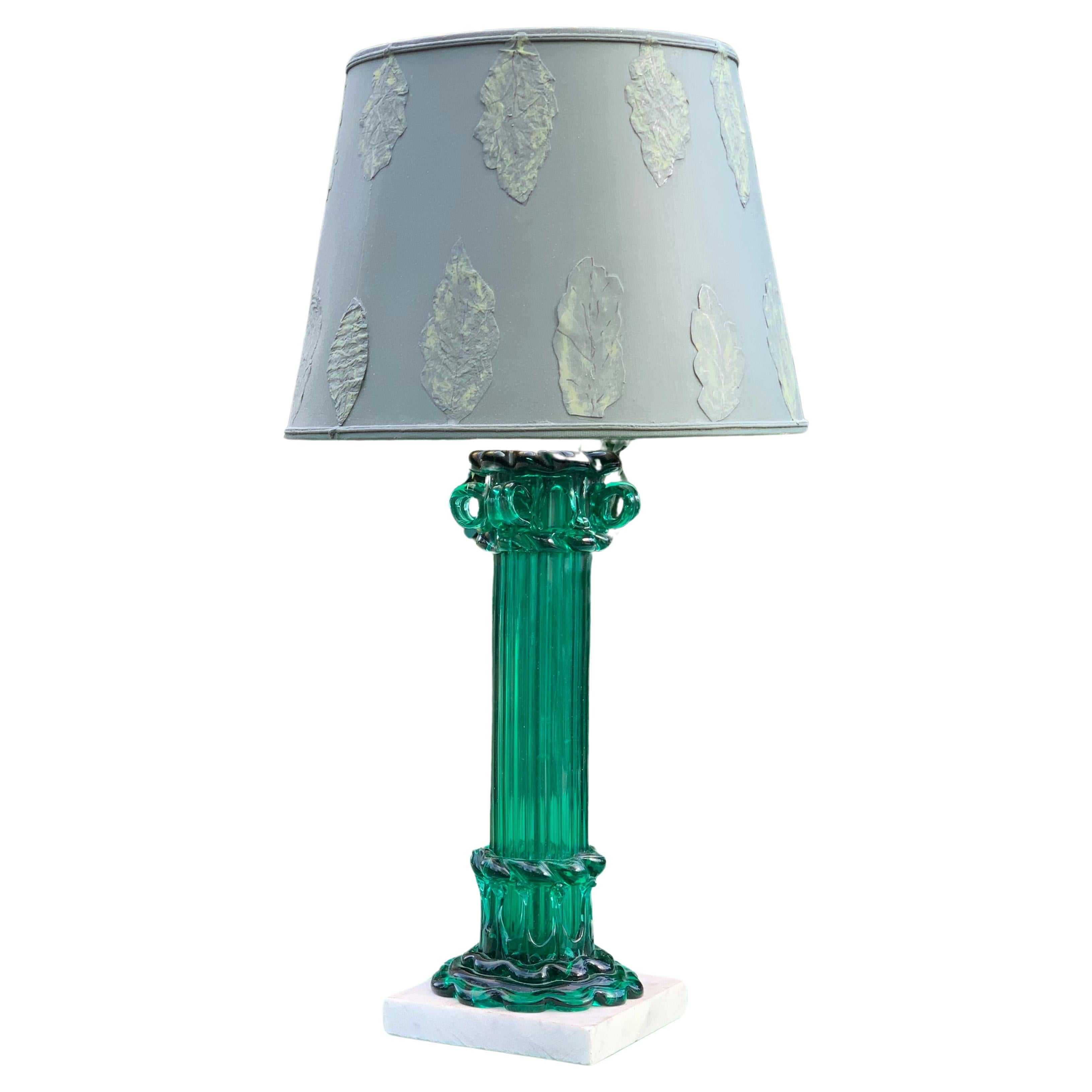 Lamp Venini By Fulvio Bianconi, Emerald Green, Circa 1950 For Sale