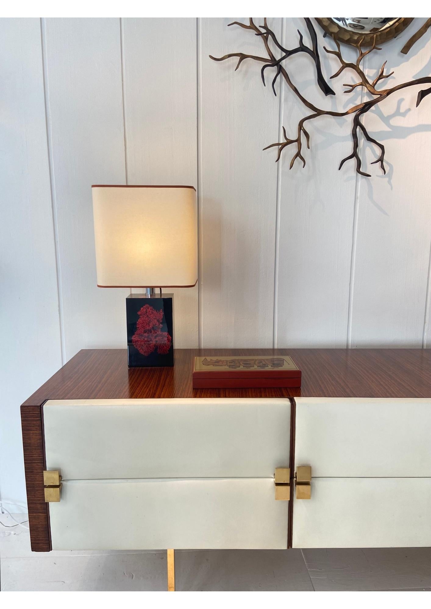 Mid-Century Modern Lamp with a Coral Resin Inclusion by Pierre Giraudon For Sale