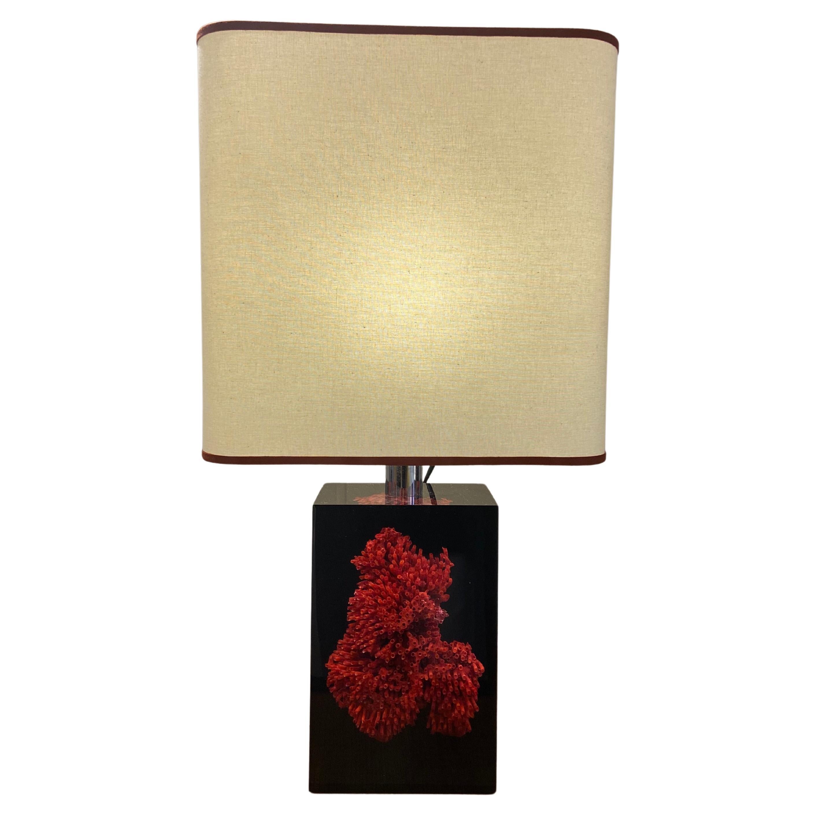 Lamp with a Coral Resin Inclusion by Pierre Giraudon