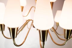 Lamp With Arms Of Brass & Glass From 1950s