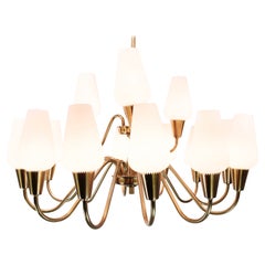 Lamp With Arms Of Brass & Glass From 1950s