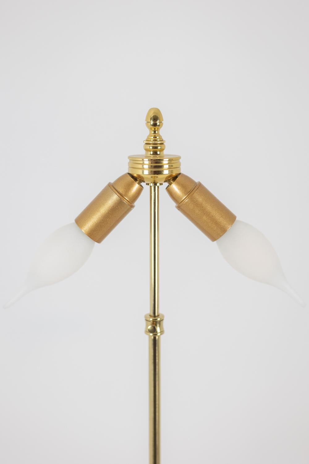 19th Century Lamp with blue porcelain and gilded bronze handles. Circa 1880. For Sale