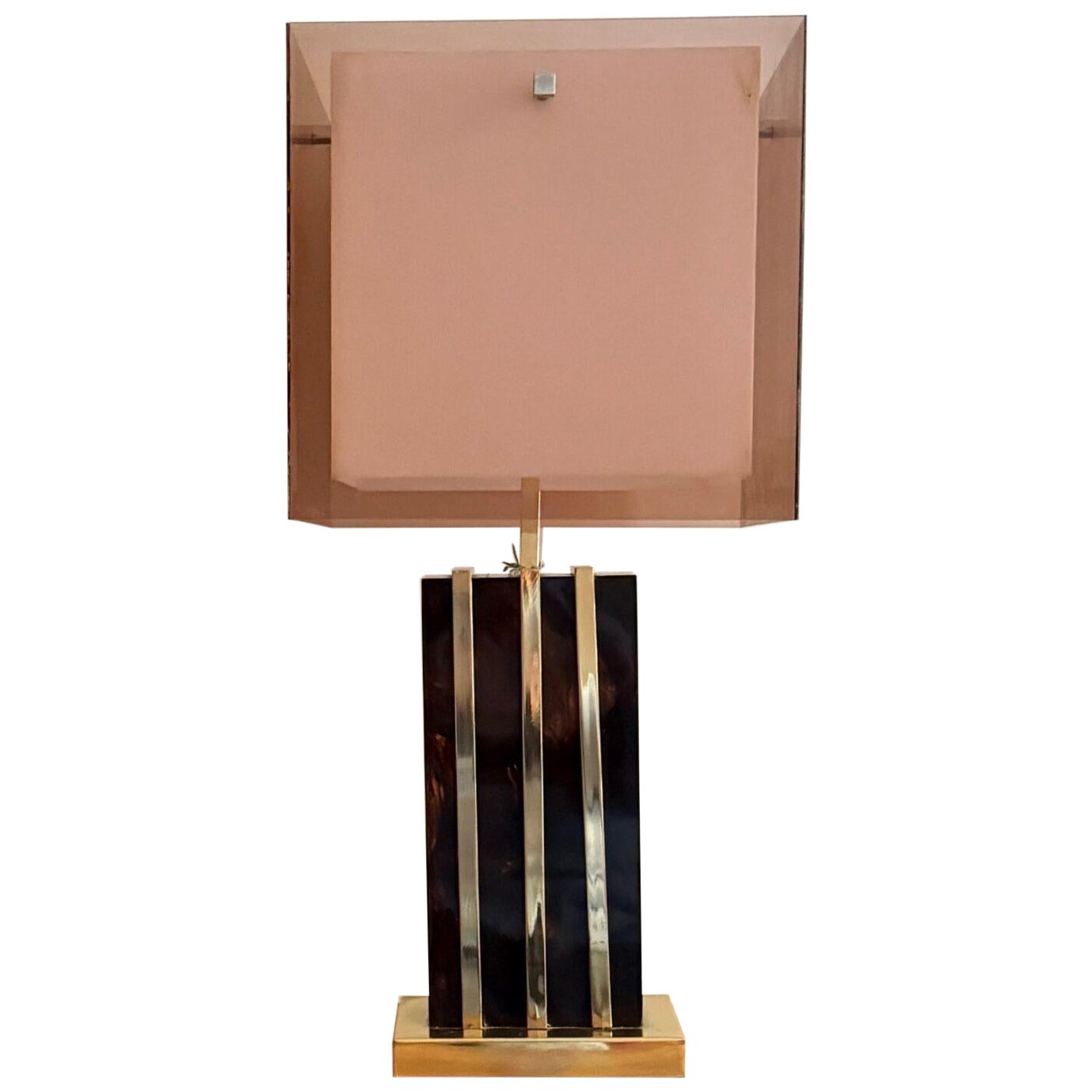 Lamp with chrome-plated brass structure and methacrylate shade designed by Romeo For Sale