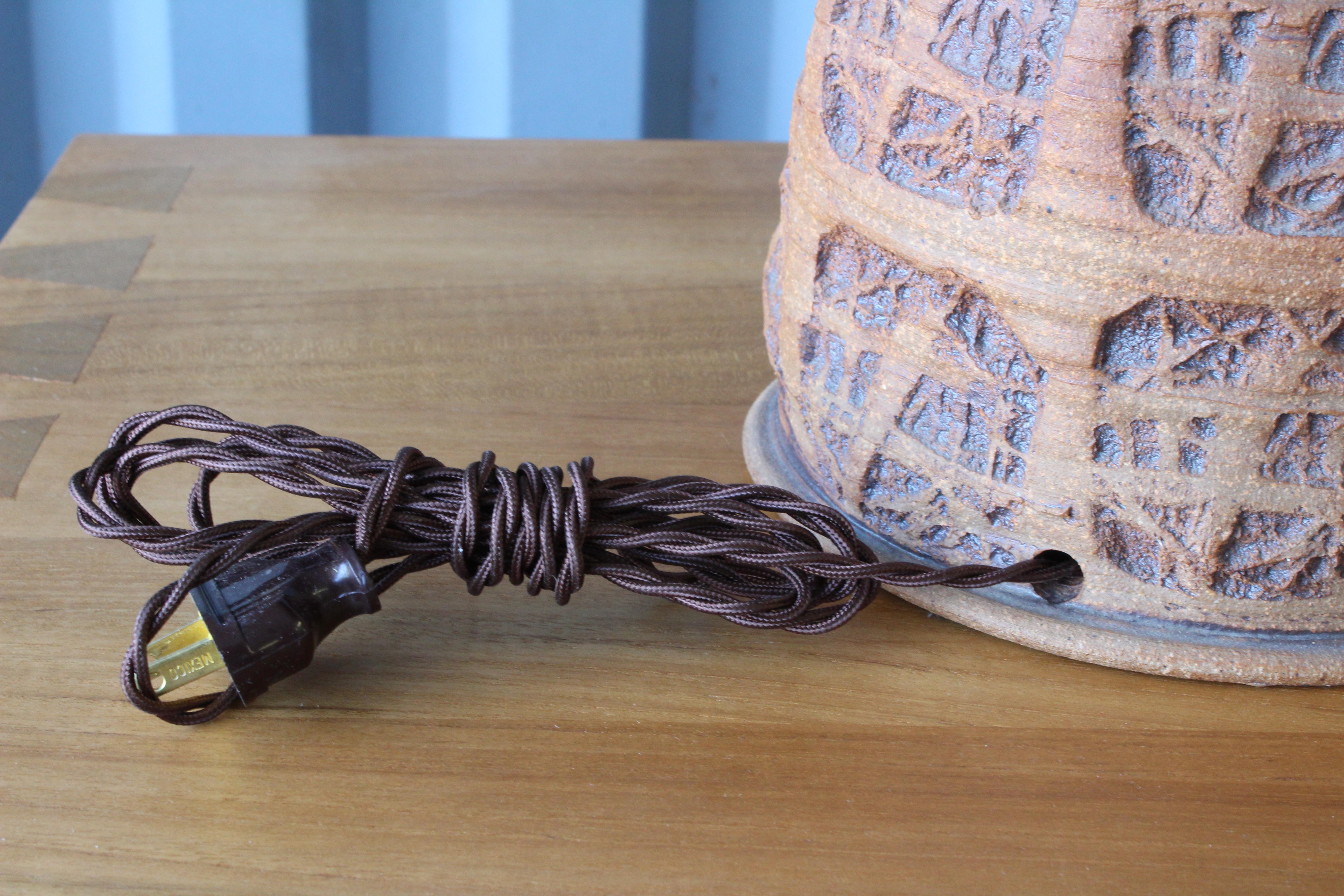 Lamp with Jute Shade by Tom McMillin, California, 1960s In Excellent Condition In Los Angeles, CA