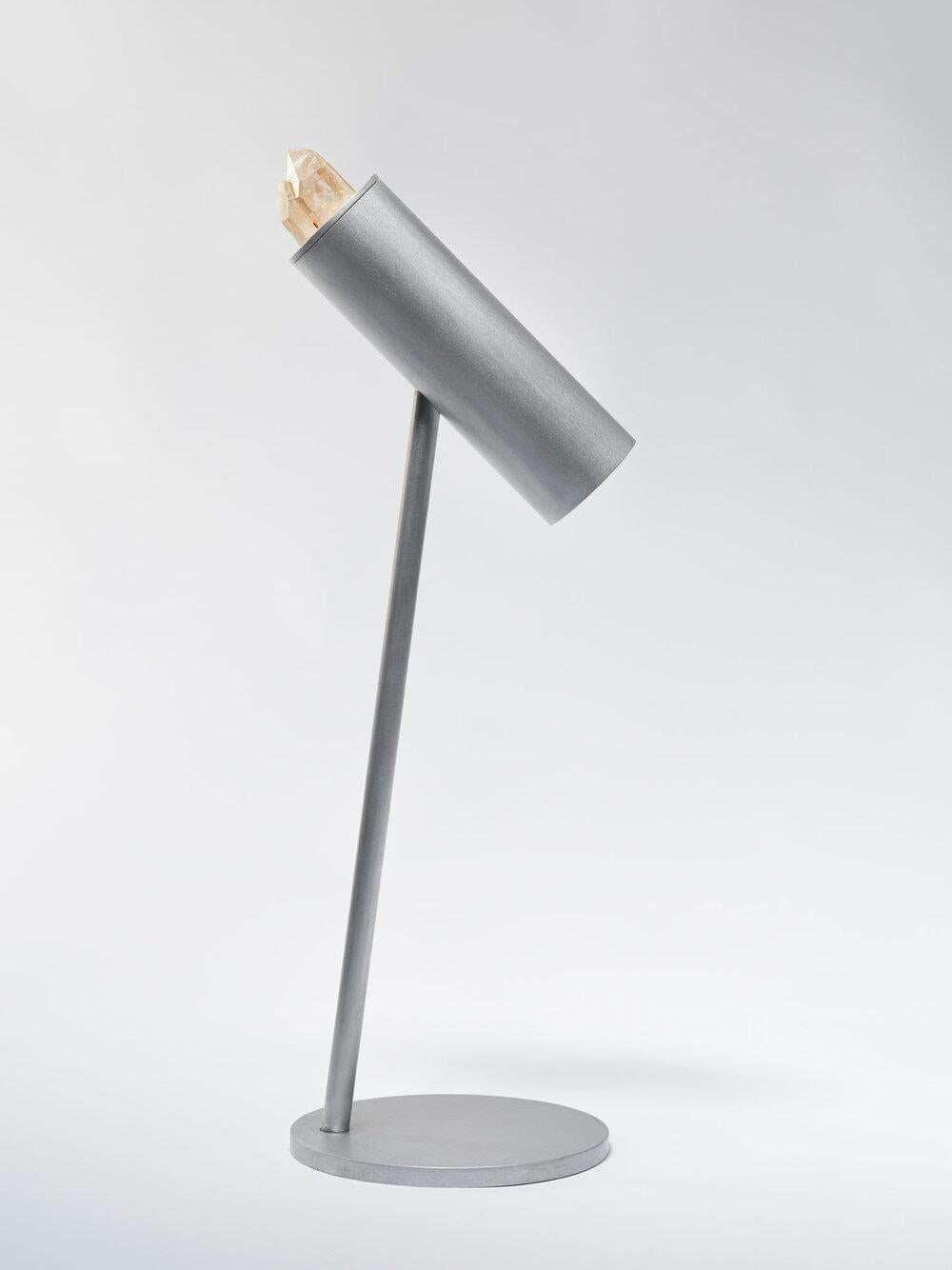 Modern Lamp with Namibian Desert Crystal, Pierre De Valck For Sale