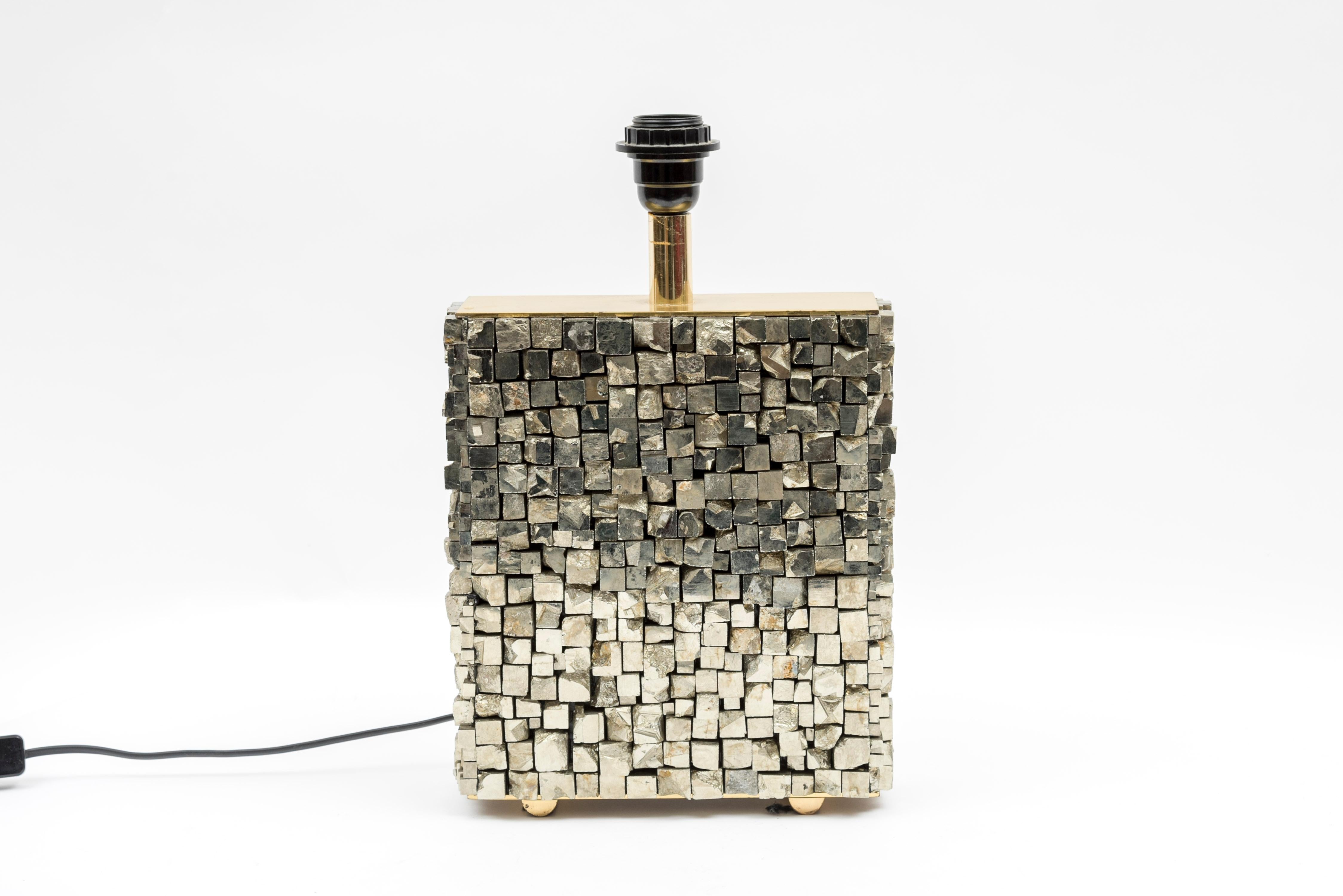 Lamp with Pyrites Stones by Georges Mathias In Good Condition For Sale In Bois-Colombes, FR