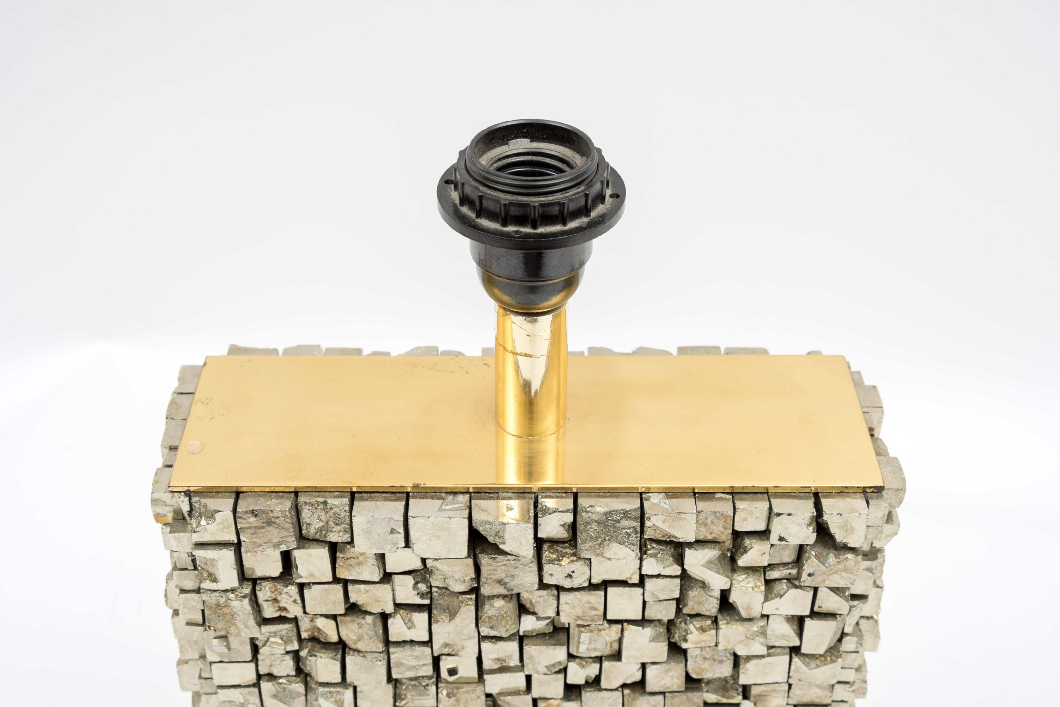 Late 20th Century Lamp with Pyrites Stones by Georges Mathias For Sale