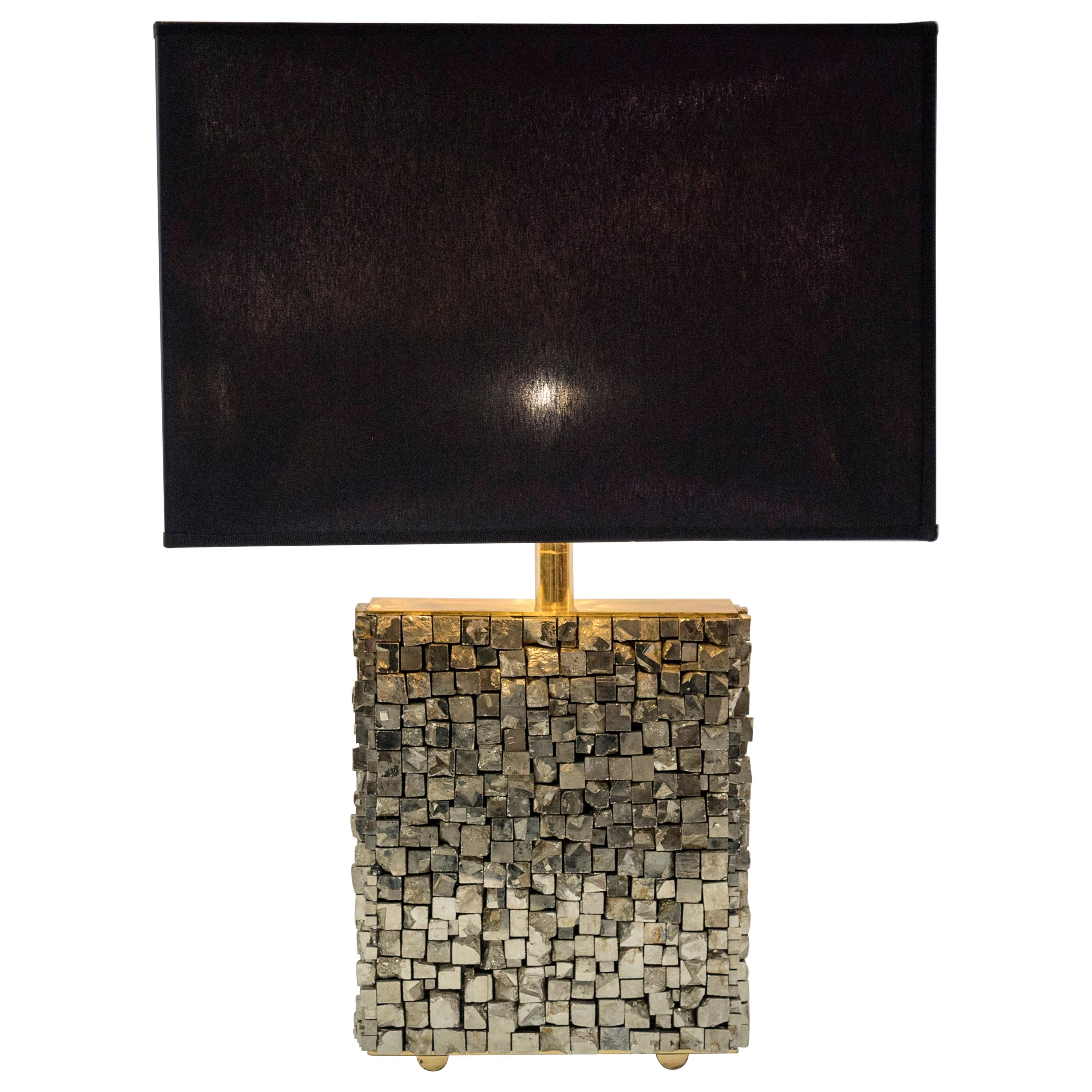 Lamp with Pyrites Stones by Georges Mathias For Sale