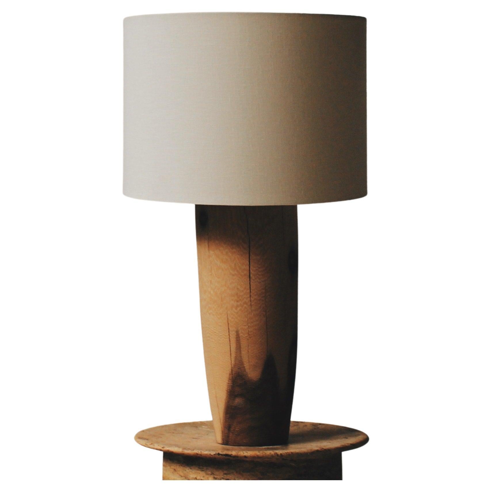 Lamp with Solid Wood Base of Soap and Linen Screen by Daniel Orozco For Sale