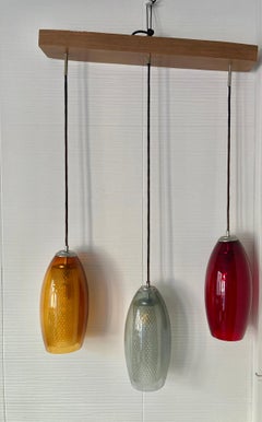 Lamp with Three Colored Glass Globes