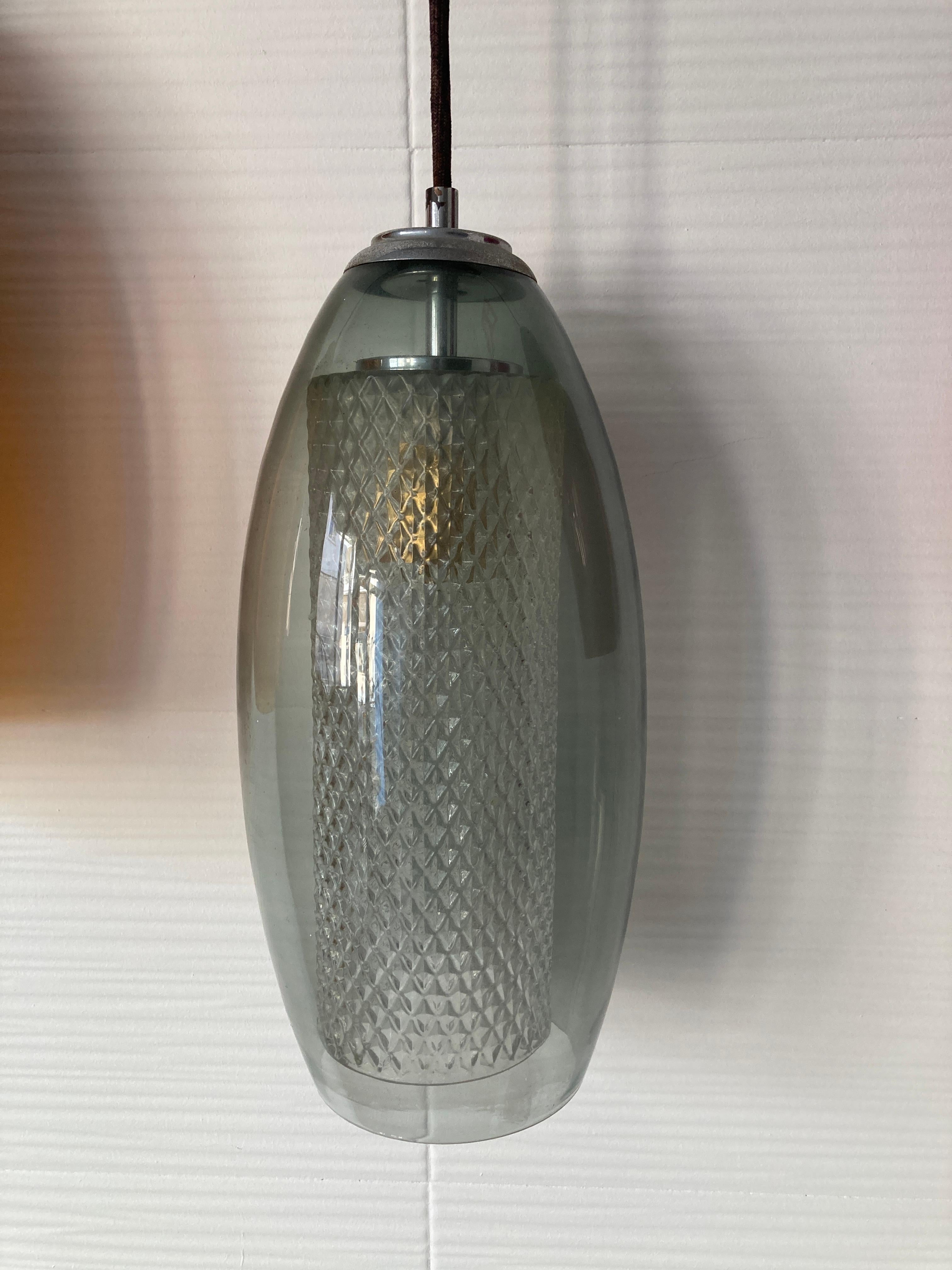 Spagnolo Lampada con tre globi di vetro colorati in vendita