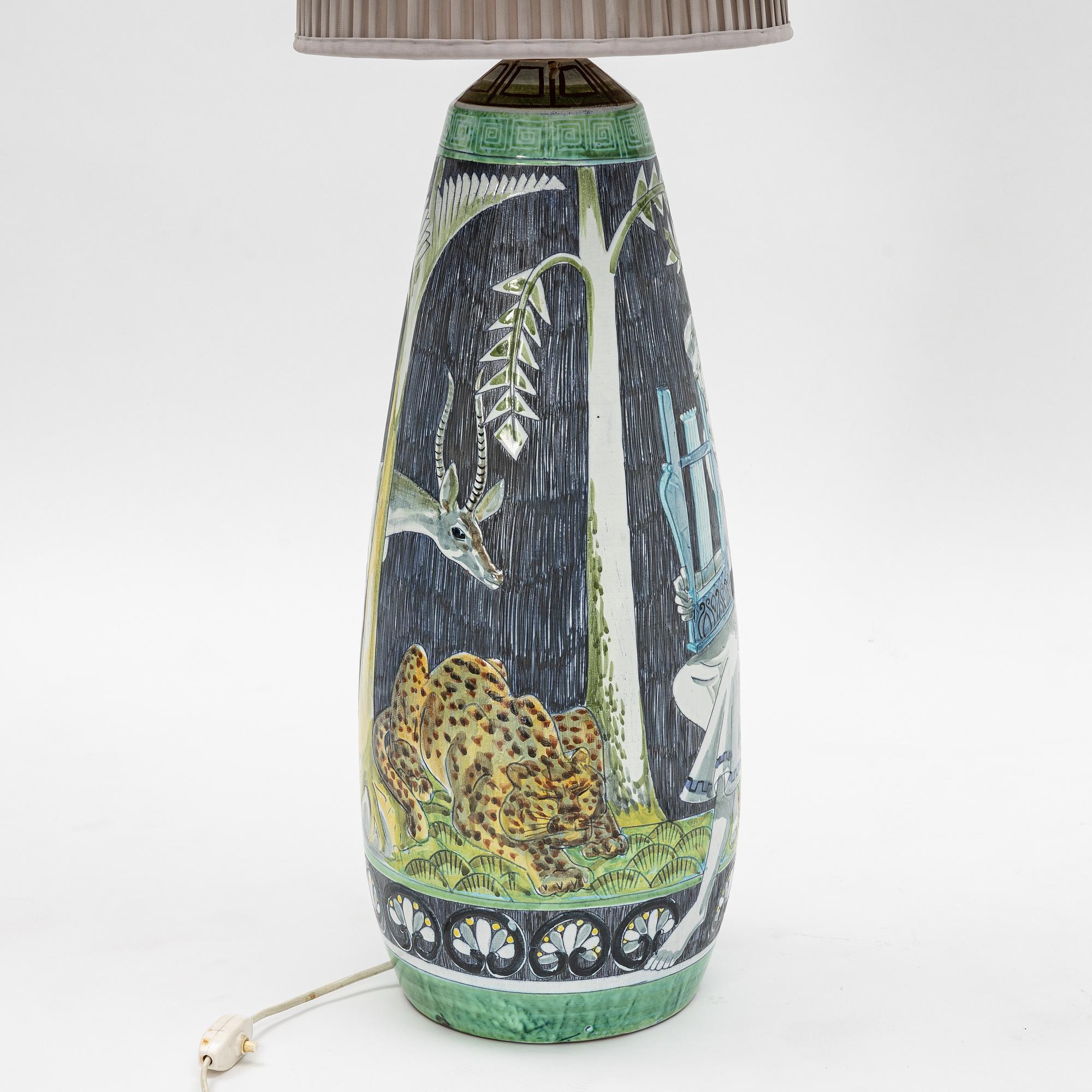 Suédois Lampe XXL de M Zawadski, peinte à la main Tilgmans, Suède, 1961, signée et datée en vente