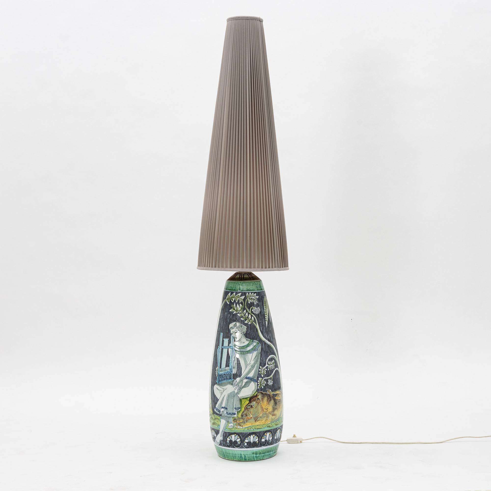 Lampe XXL de M Zawadski, peinte à la main Tilgmans, Suède, 1961, signée et datée en vente 1