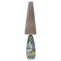 Lampada XXL di M Zawadski in ceramica dipinta a mano Tilgmans Svezia 1961 Firmata e datata
