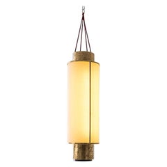 LANTERNA Ceiling Lamp in Painted Metal, Brass and Paper by Dimoremilano