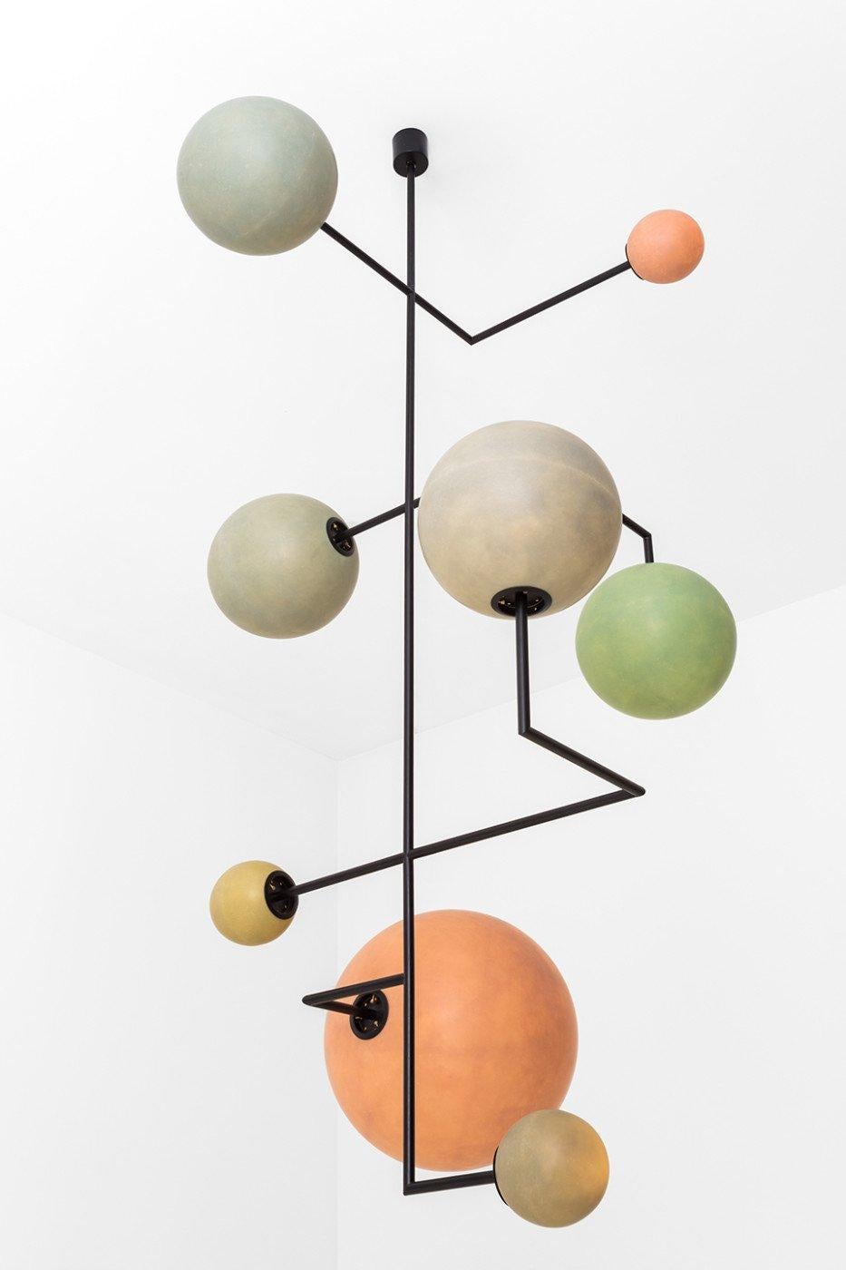 Modern Lampada 061 Ceiling Lamp in Painted Metal and Fiberglass Spheres by Dimoremilano