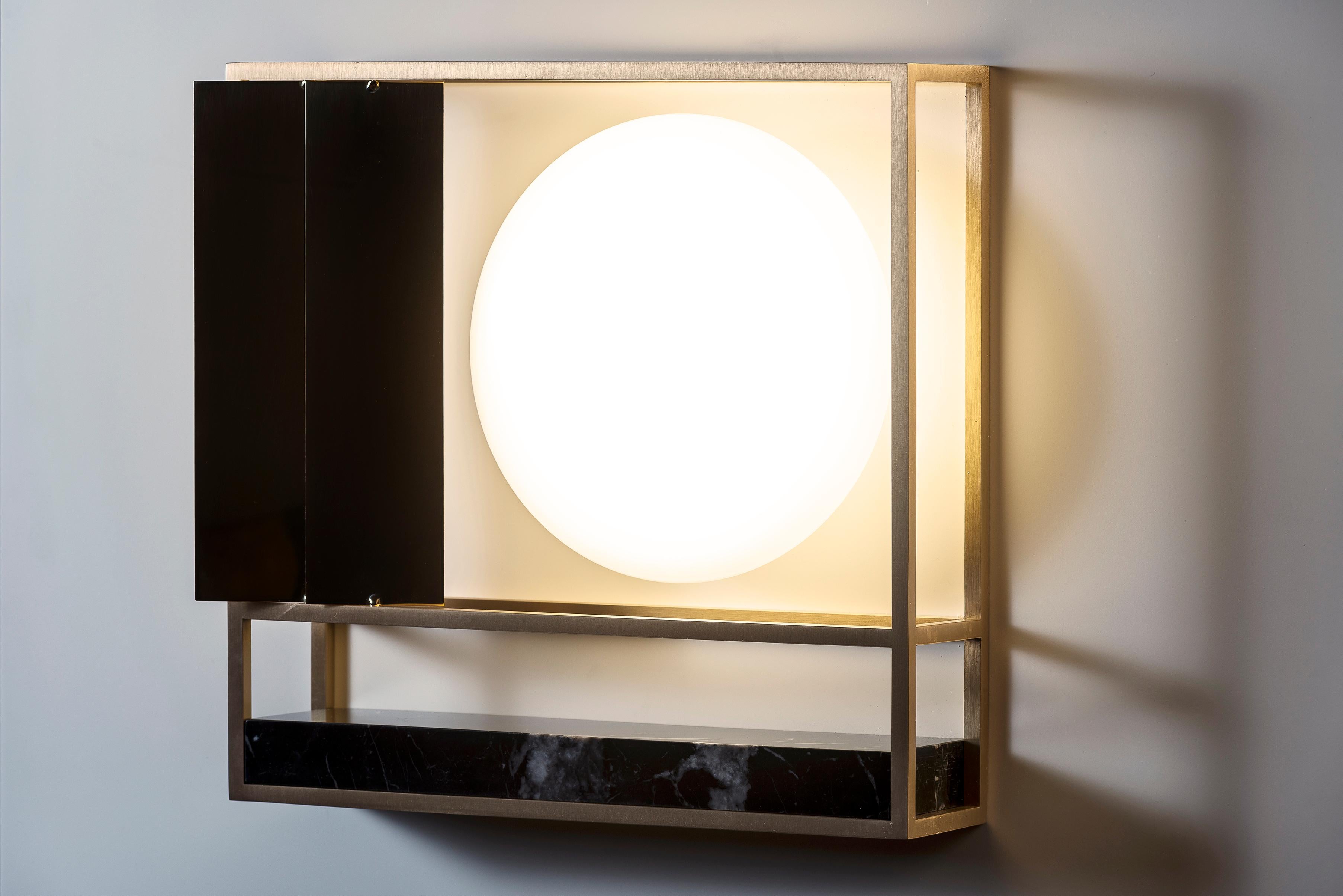 Contemporary Lampada 13 Wall Sconce in Brass and Marble by Hagit Pincovici For Sale