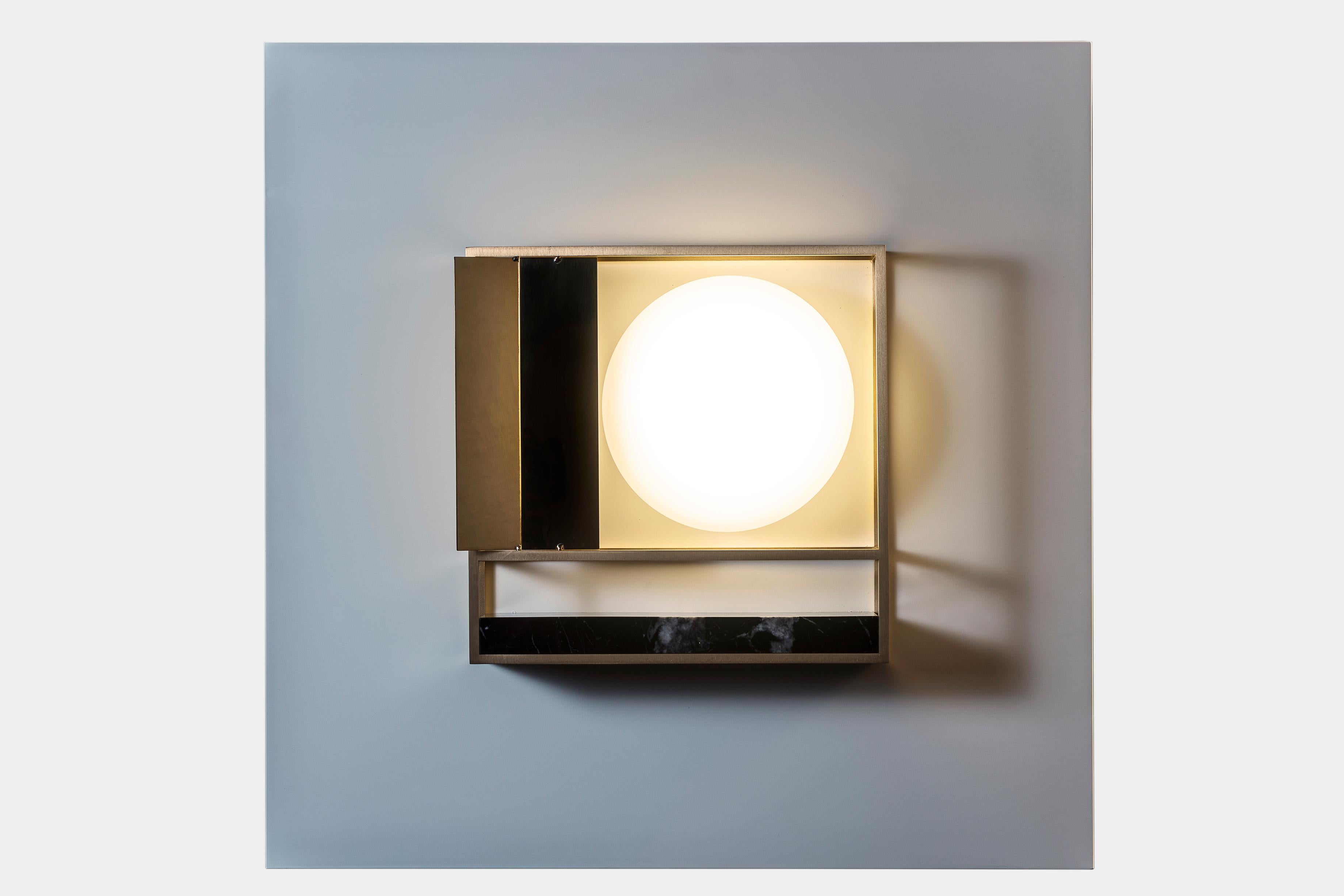 Lampada 13 Wall Sconce in Brass and Marble by Hagit Pincovici For Sale 2