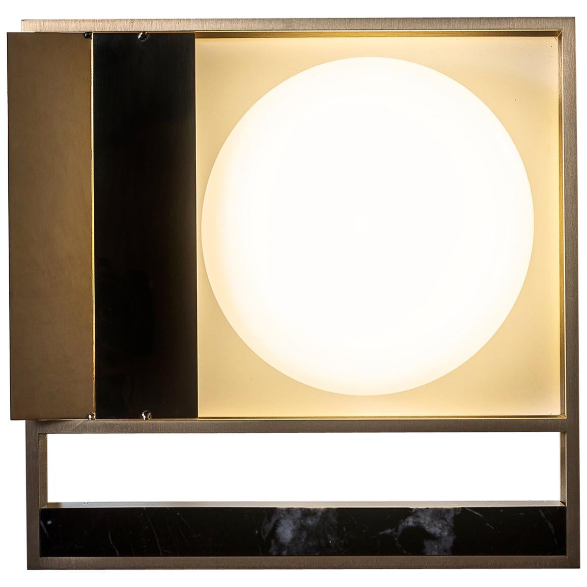 Lampada 13 Wall Sconce in Brass and Marble by Hagit Pincovici For Sale