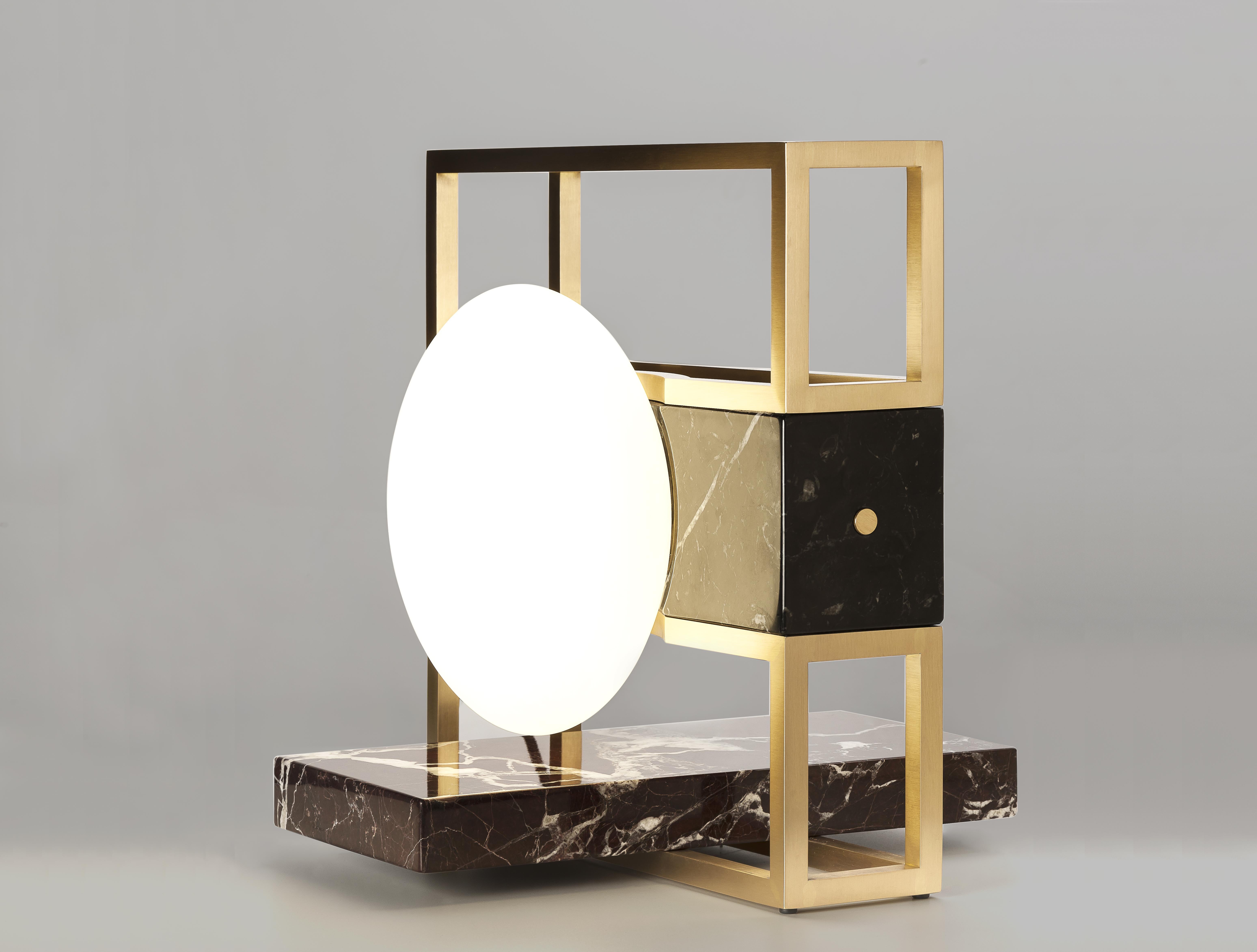 Lampada 14 Table Lamp in Brass and Black Marble, Made in Italy In New Condition For Sale In Firenze, IT