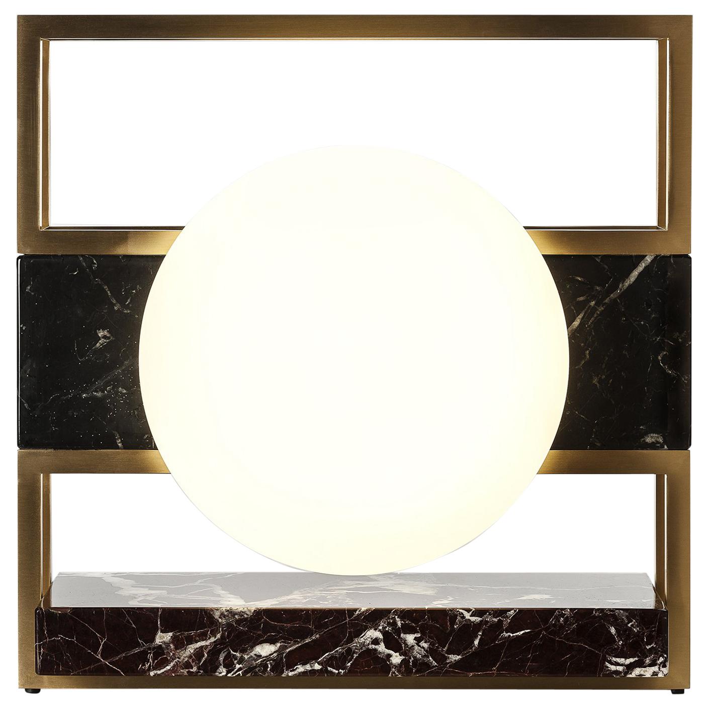 Lampada 14 Table Lamp in Brass and Black Marble, Made in Italy For Sale