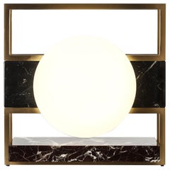 Lampada 14 Table Lamp in Brass and Black Marble, Made in Italy