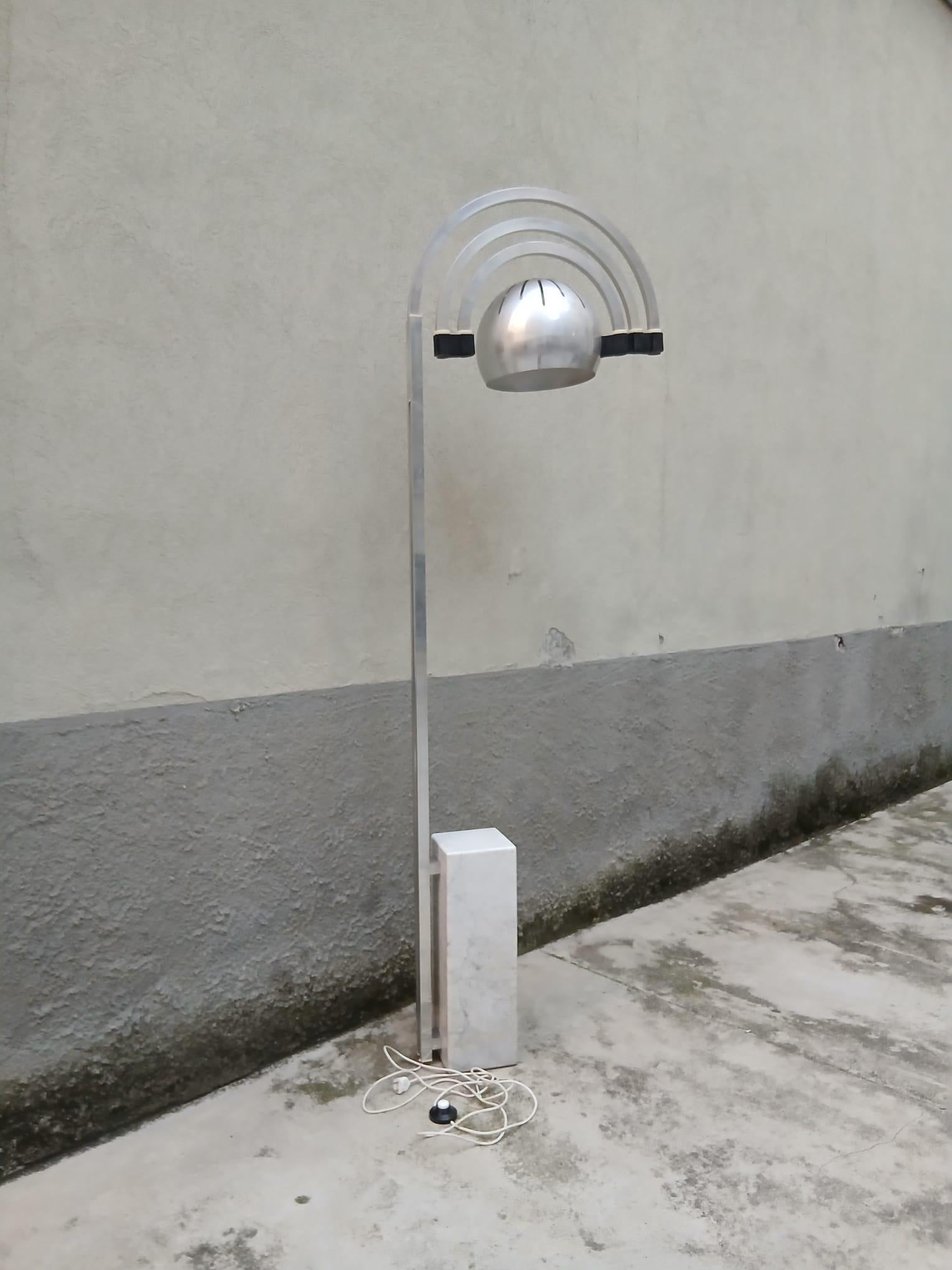 Lampe à arc extensible en métal marbré - Goffredo Reggiani - Italie - années 1970 en vente 7