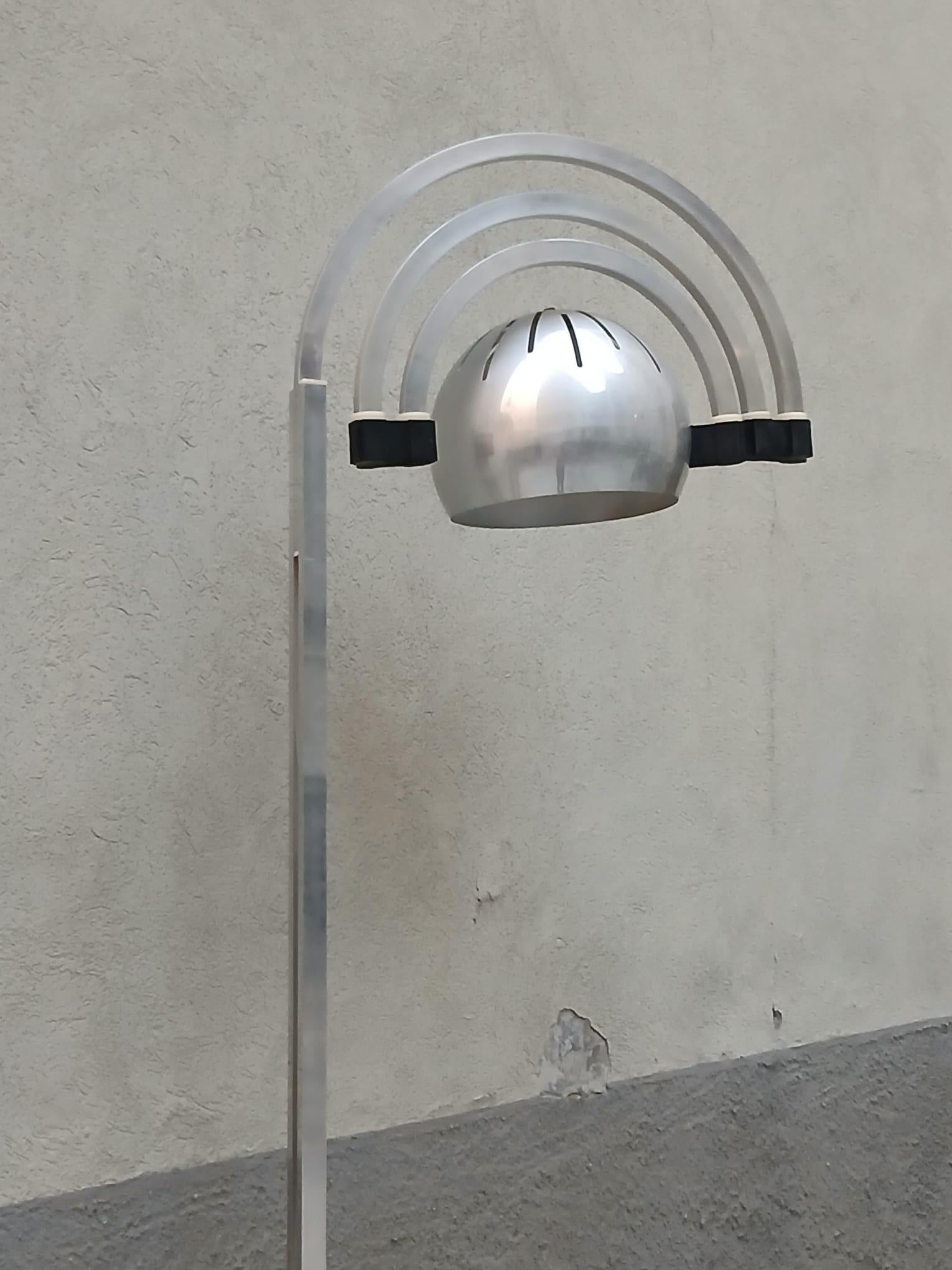 Lampe à arc extensible en métal marbré - Goffredo Reggiani - Italie - années 1970 en vente 8