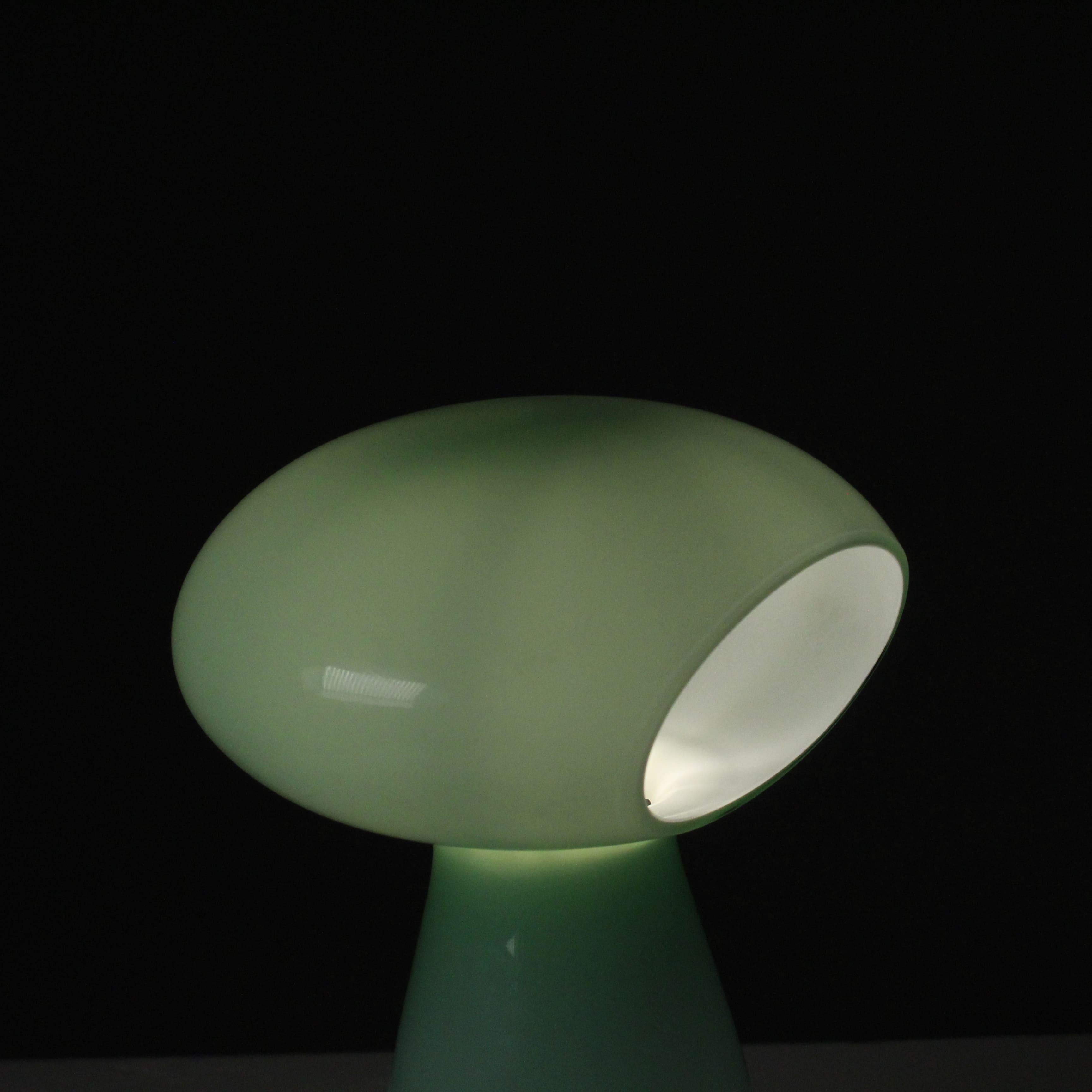 Italian Lampada a forma di fungo, Vetro di Murano verde, Vistosi in vendita