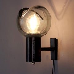 1960s Mid-Century Modern Wall Sconce, Brass and Glass Diffuser, Italy