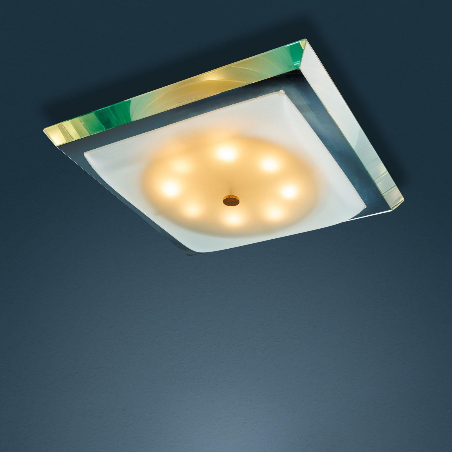 Mid-Century Modern Lampada a soffitto '1990' Max Ingrand per FontanaArte in cristallo e ottone