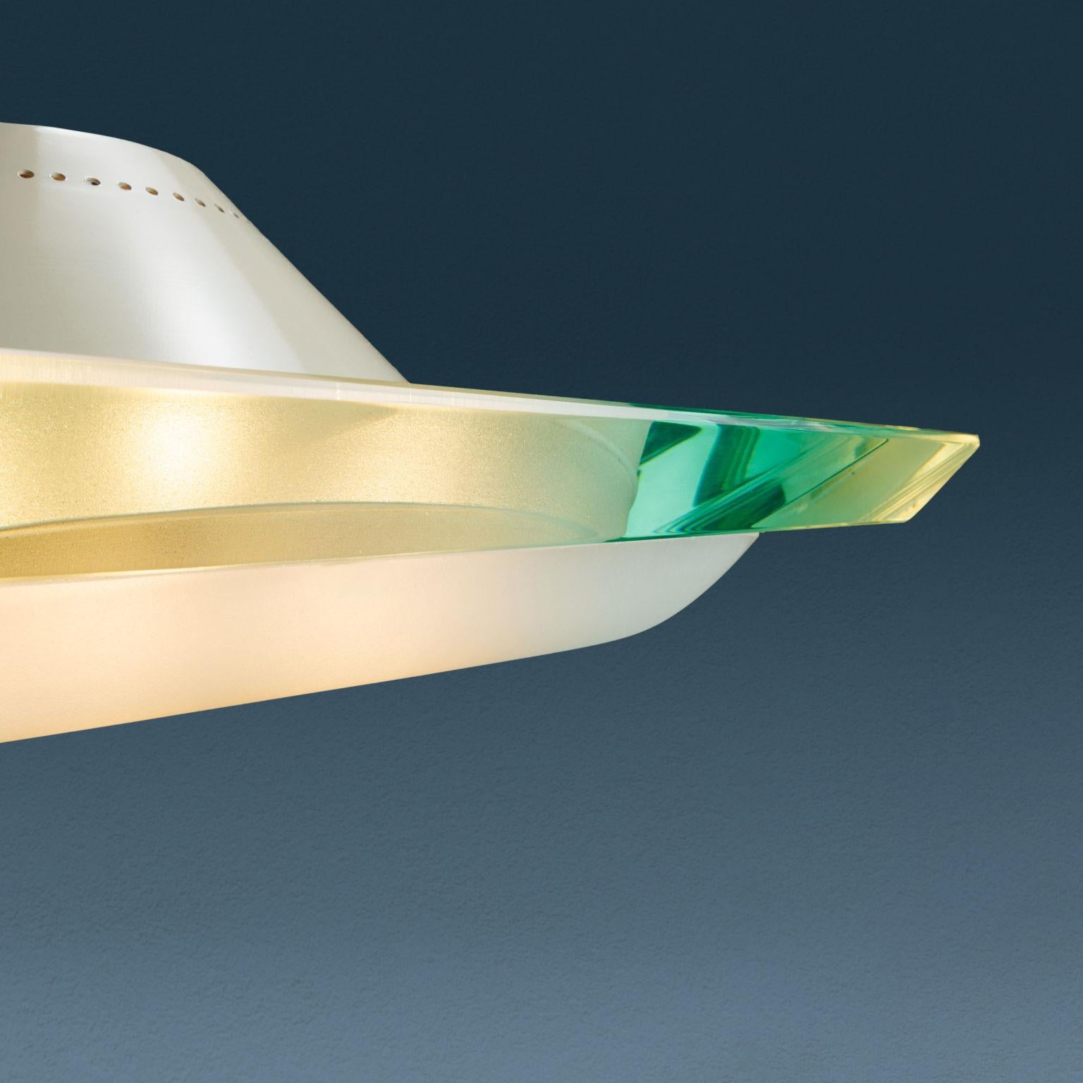 Brass Lampada a soffitto '1990' Max Ingrand per FontanaArte in cristallo e ottone