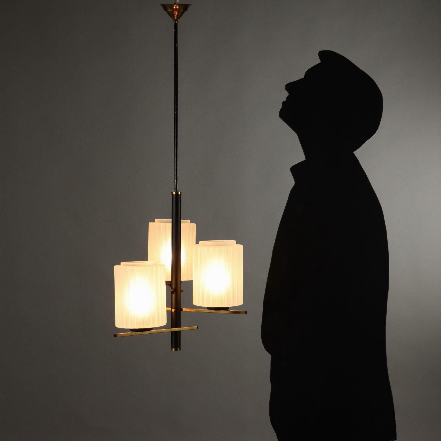 Mid-Century moderno Lampada a soffitto a tre bracci Anni 50-60 in vendita