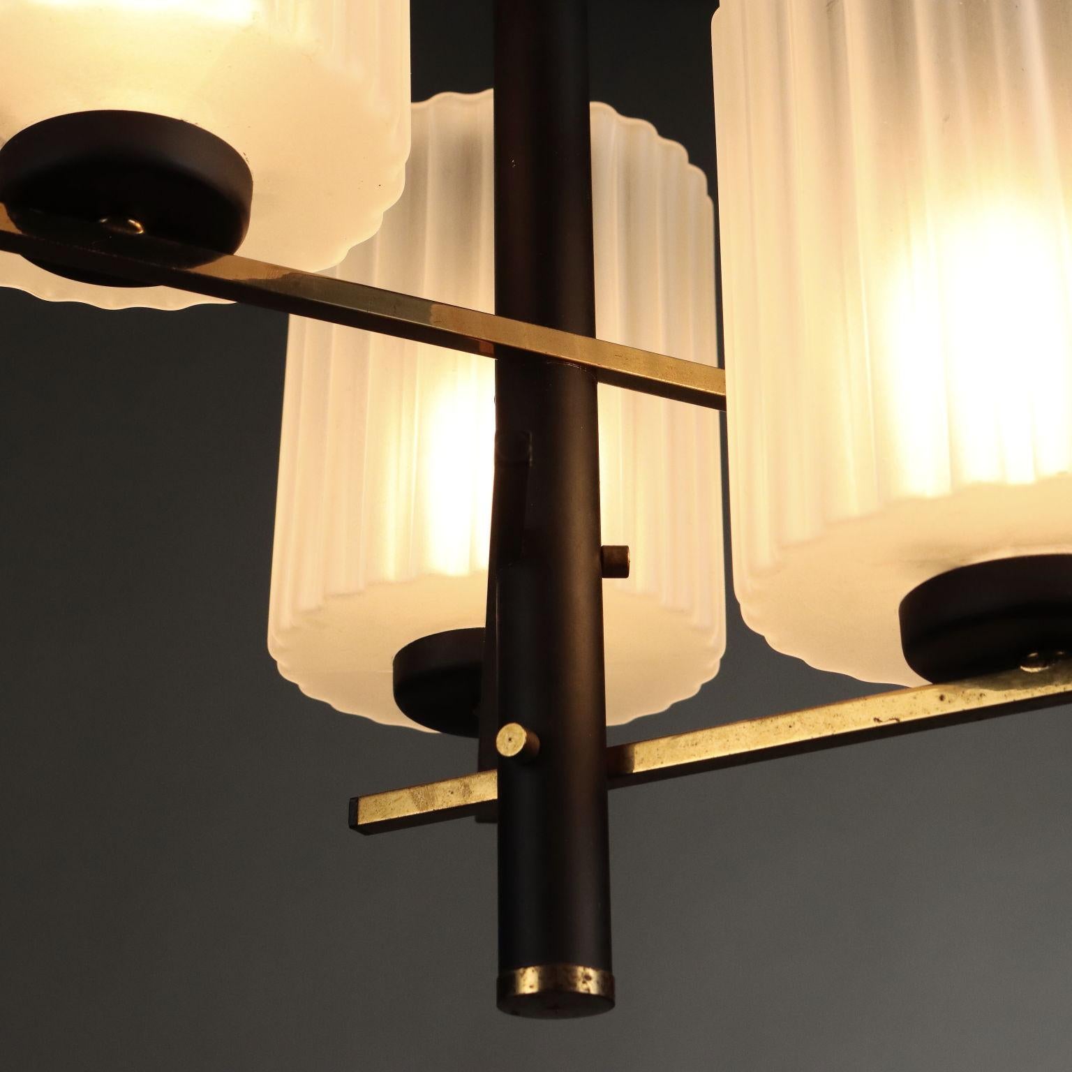 Smaltato Lampada a soffitto a tre bracci Anni 50-60 in vendita