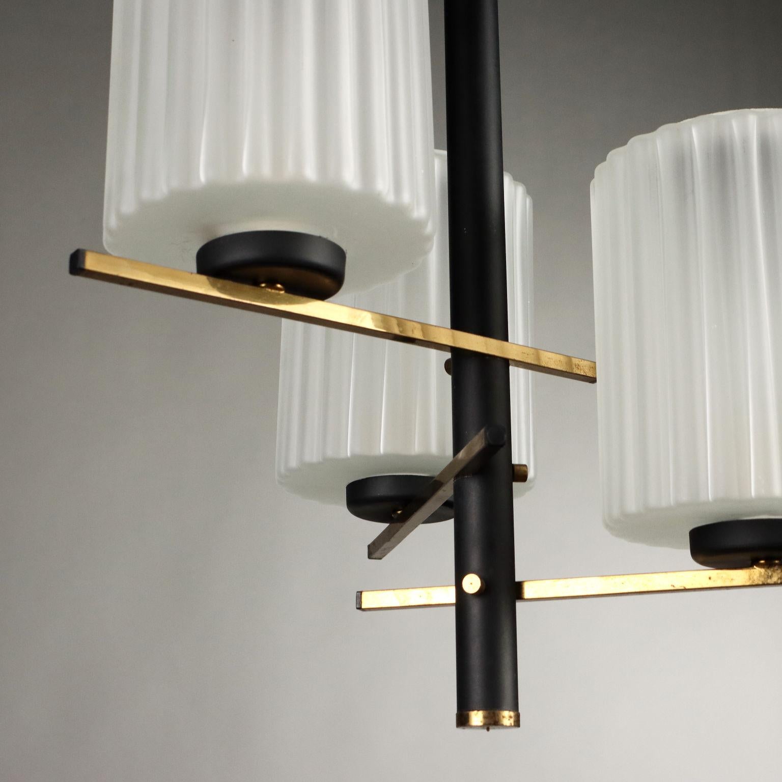 Ottone Lampada a soffitto a tre bracci Anni 50-60 in vendita