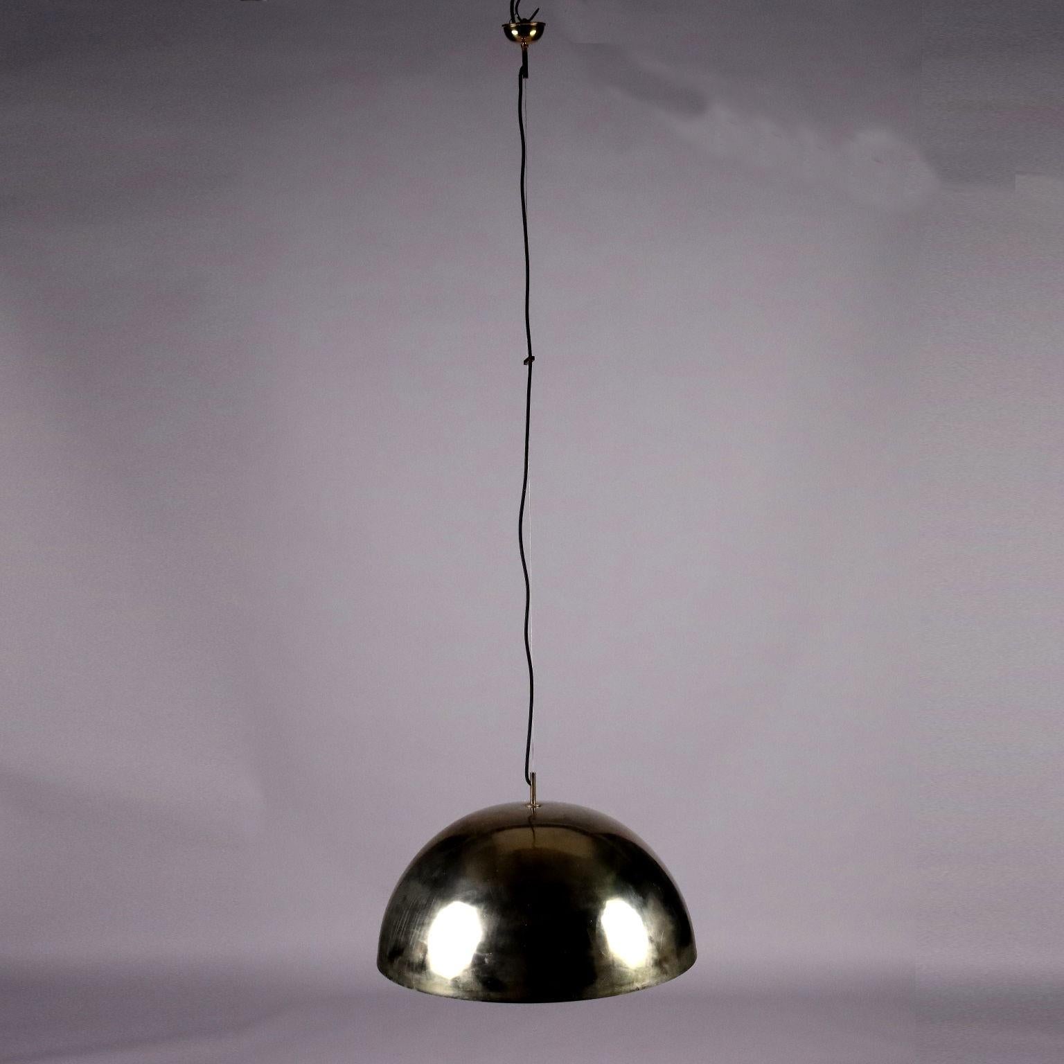 Brass-plated and enameled aluminum ceiling lamp. Good conditions.