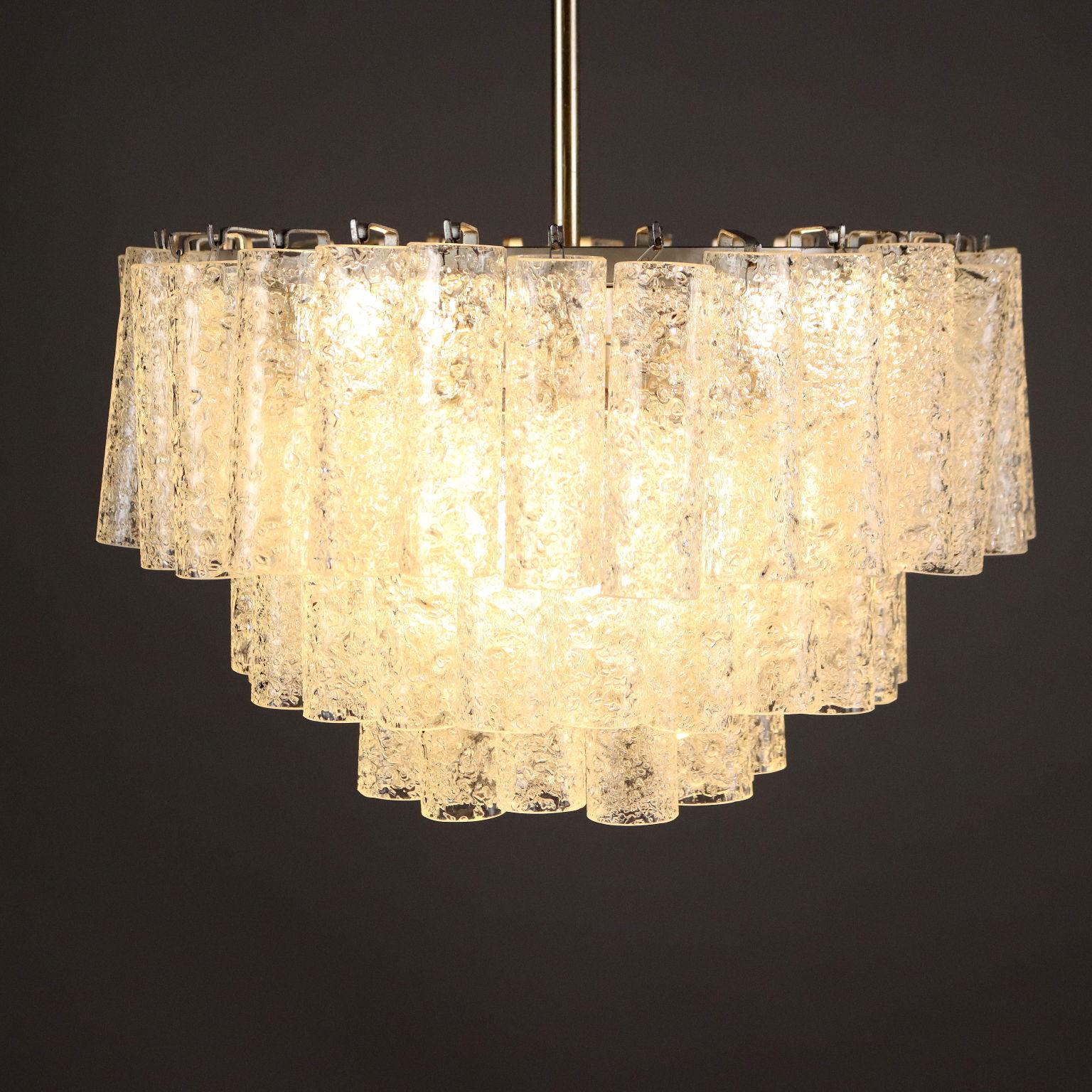 Italian Lampada a Soffitto con Pendenti in Vetro, Anni 60 in vendita