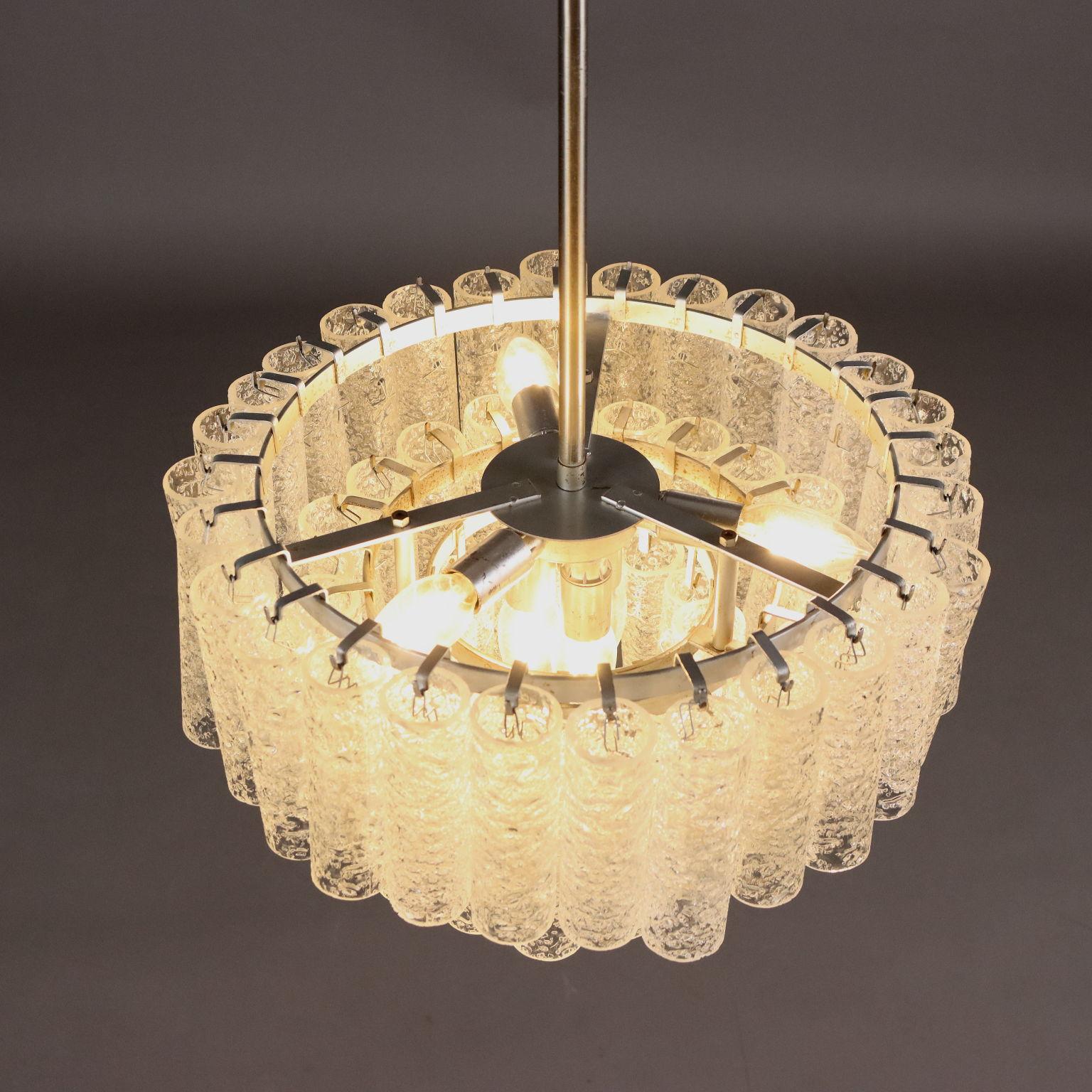 Lampada a Soffitto con Pendenti in Vetro, Anni 60 In condizioni buone in vendita a Milano, IT