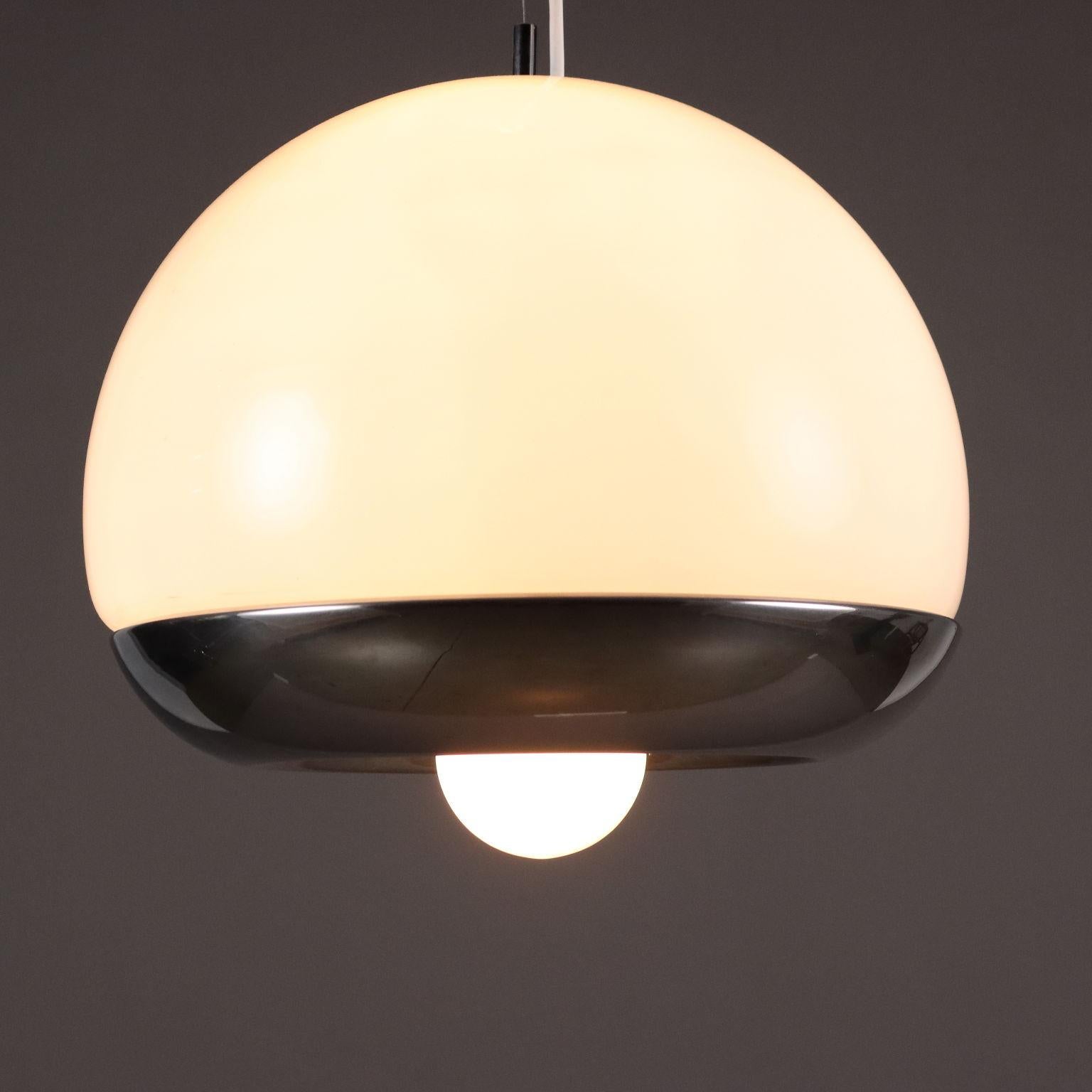 Italian Plafonnier des années 70 avec verre blanc en vente