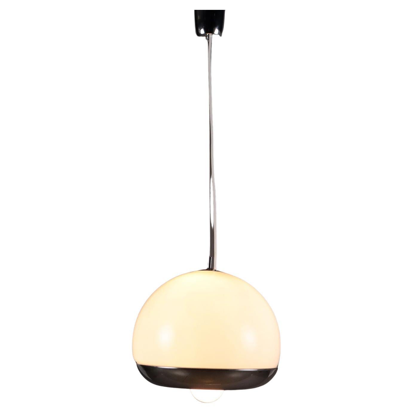 Lampada a Soffitto degli Anni 70 con vetro bianco
