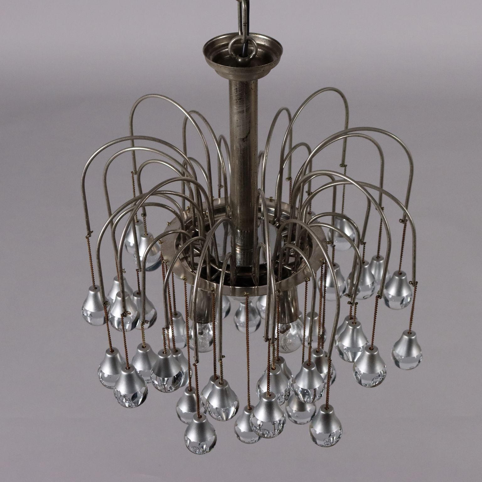 Metal and aluminum ceiling lamp 1970s For Sale 3