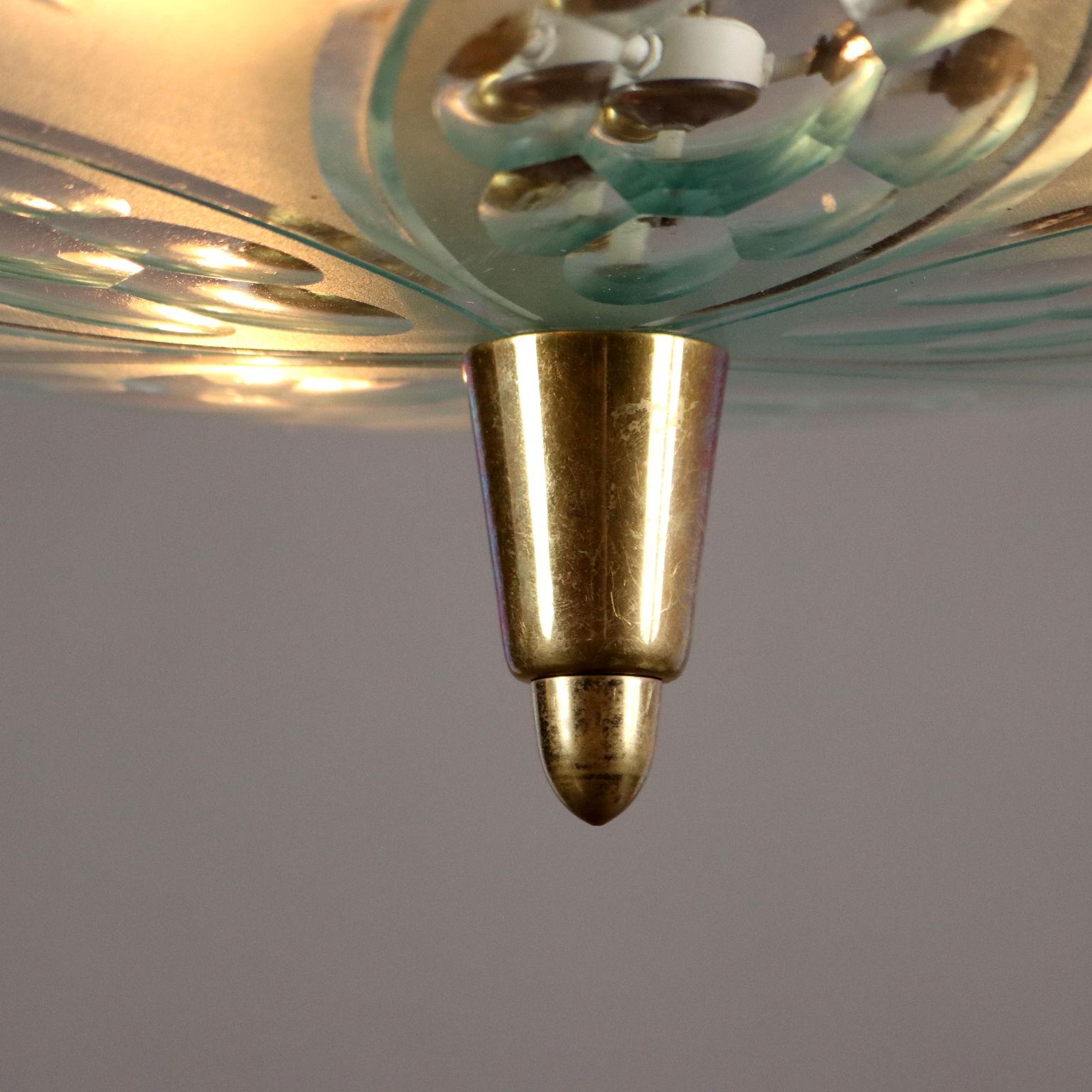 Lampada a Soffitto in Vetro Decorato Anni 50-60 In condizioni buone in vendita a Milano, IT